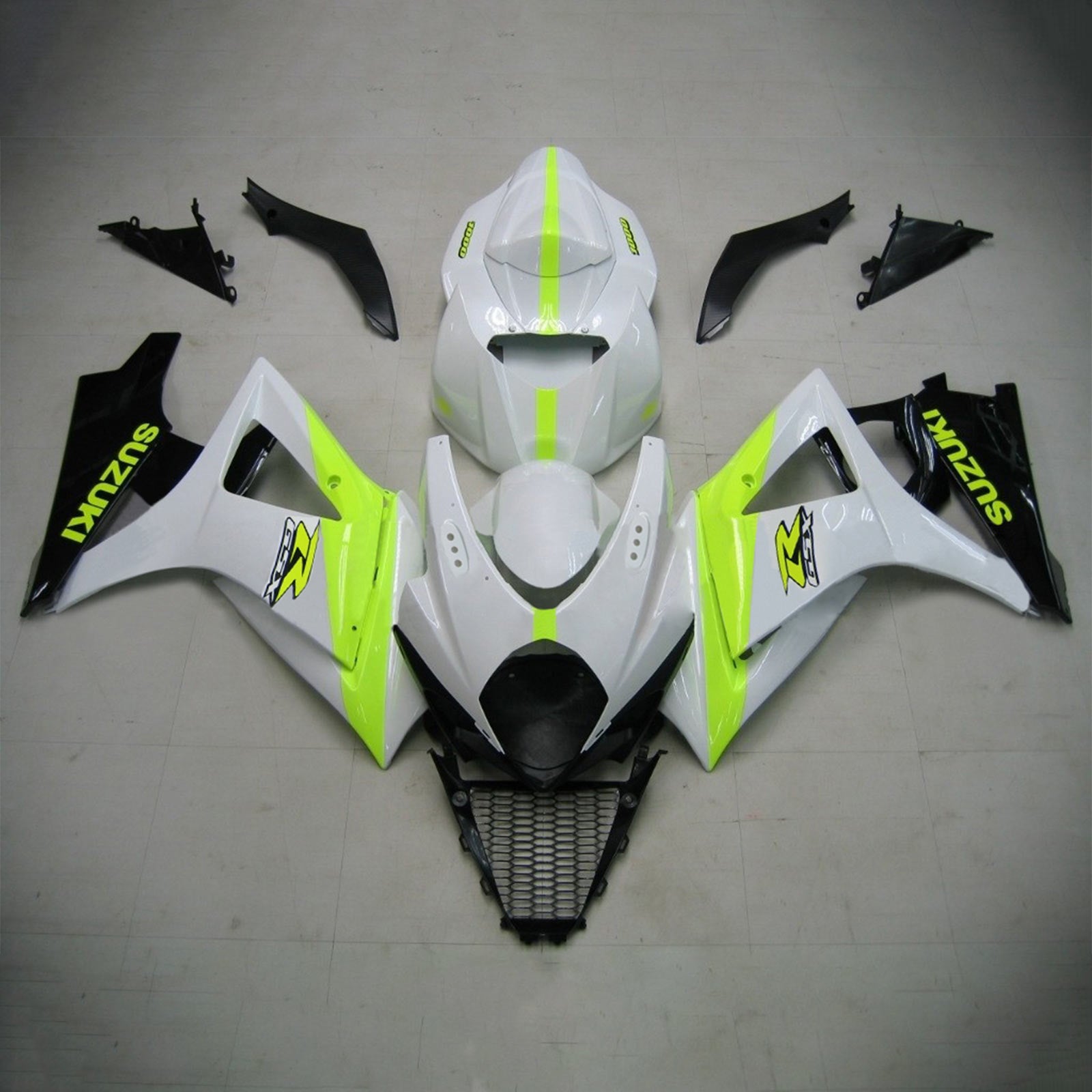 Carénage Amotopart blanc pour Suzuki GSXR1000 2007-2008&Kit jaune