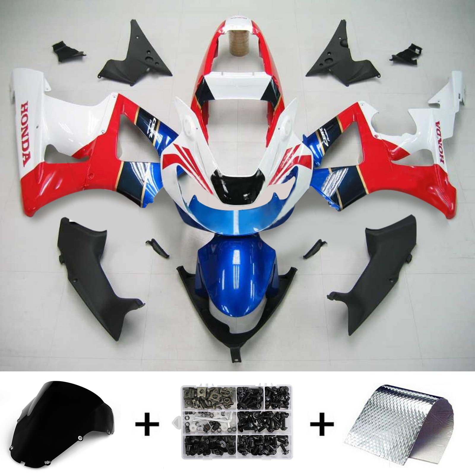 Amotopart 2000-2001 Honda CBR929RR Kåbe Blå&Red Style4-sæt