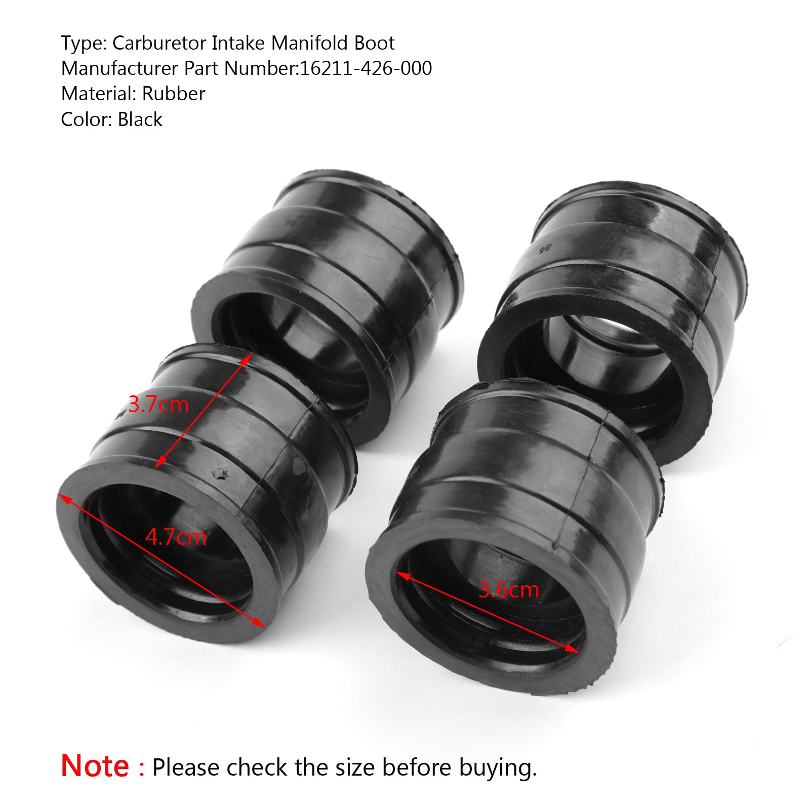 4pcs 1979-1982 Honda CB650 RC03 Carburetor Holder Intake Manifold Boot 16211-426-000