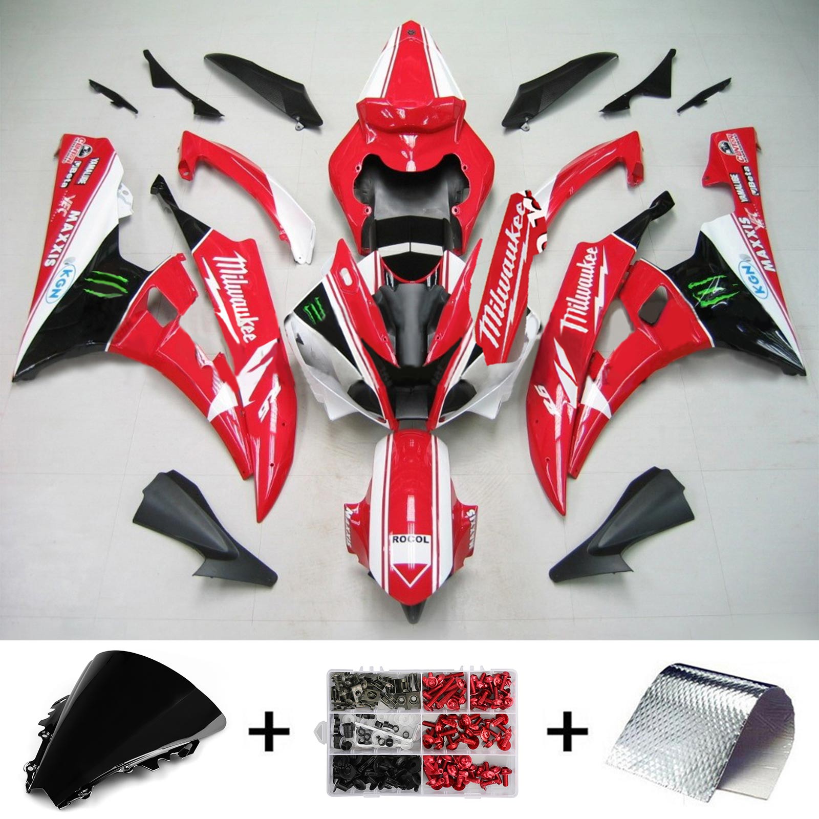 Amotopart Yamaha 2006-2007 YZF 600 R6 Red Fairing Kit