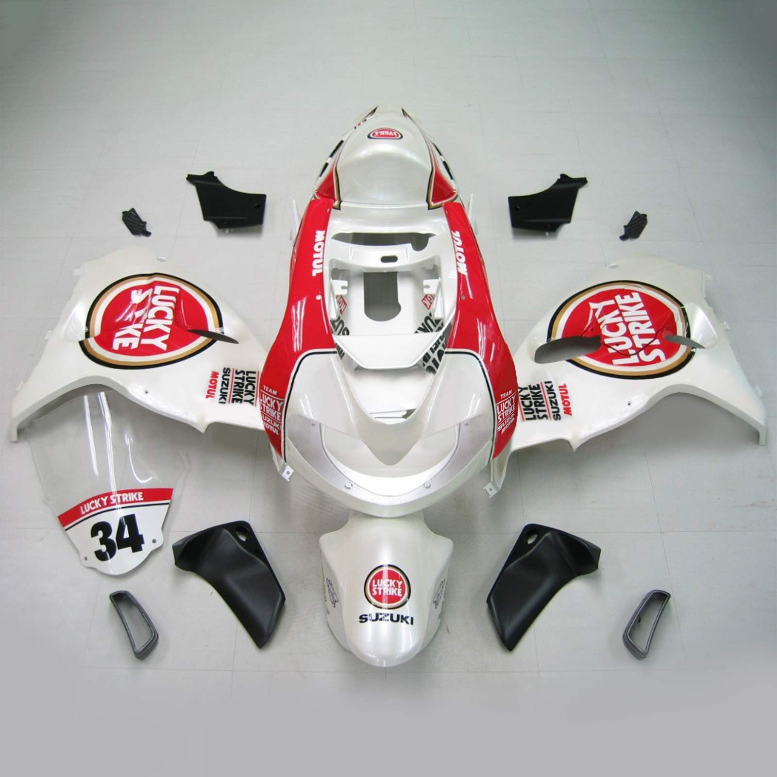 Amotopart 1998-2003 Suzuki TL1000R Fairing Lucky Strike Red&White Style1 Kit