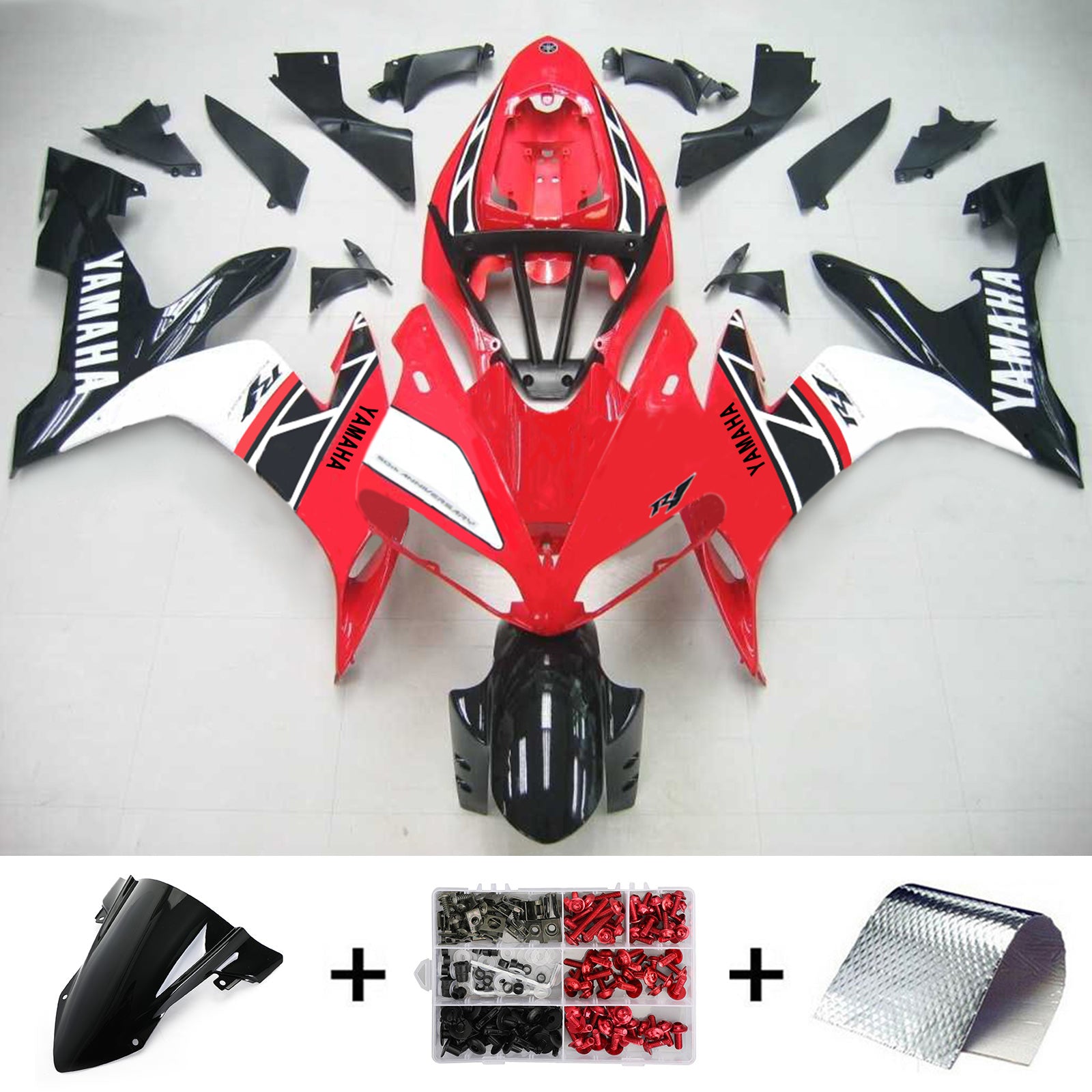 Amotopart Yamaha 2004-2006 YZF 1000 R1 Red White Black Fairing Kit