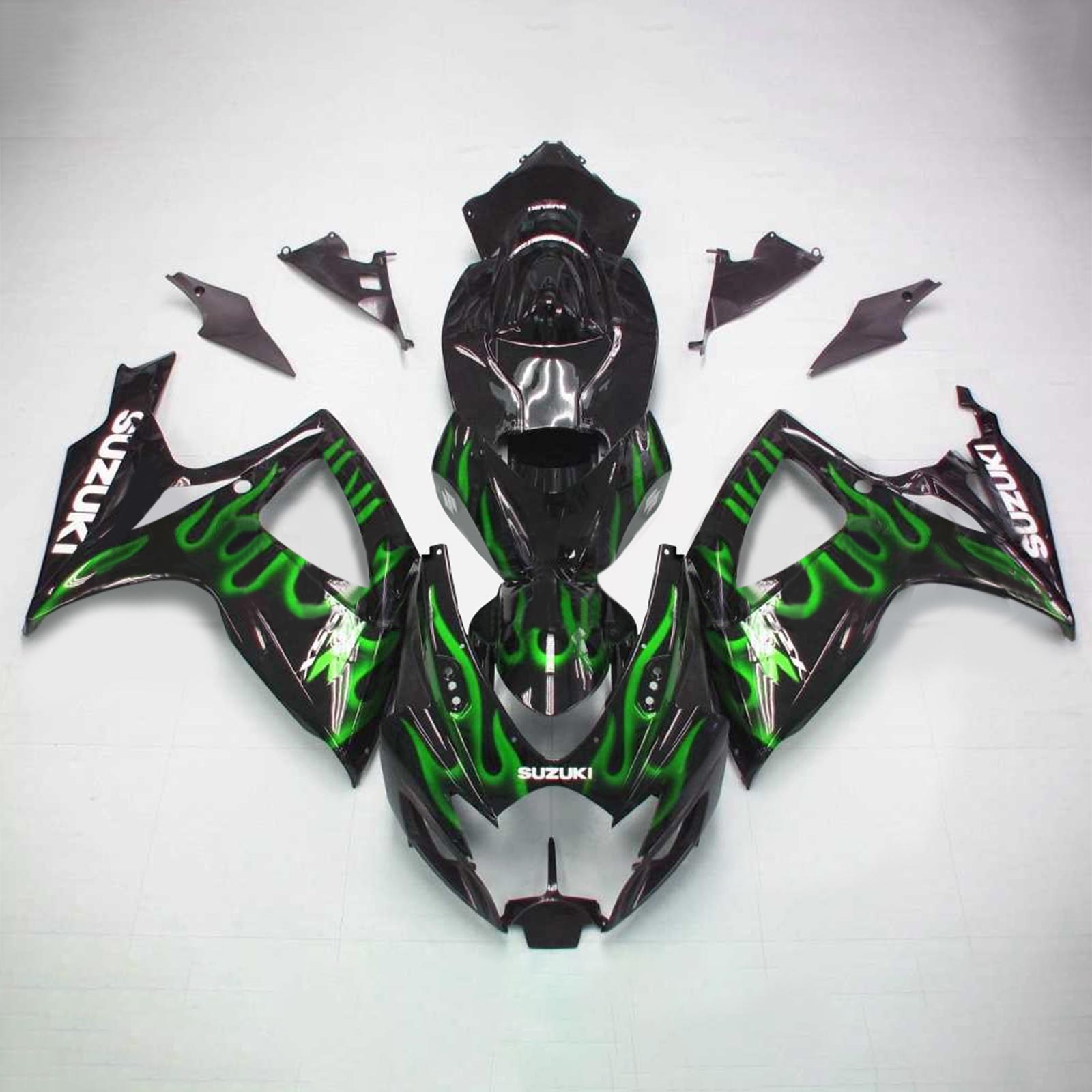 Amotopart 2006-2007 Suzuki GSXR 600/750 Black&Green FireFairing Kit