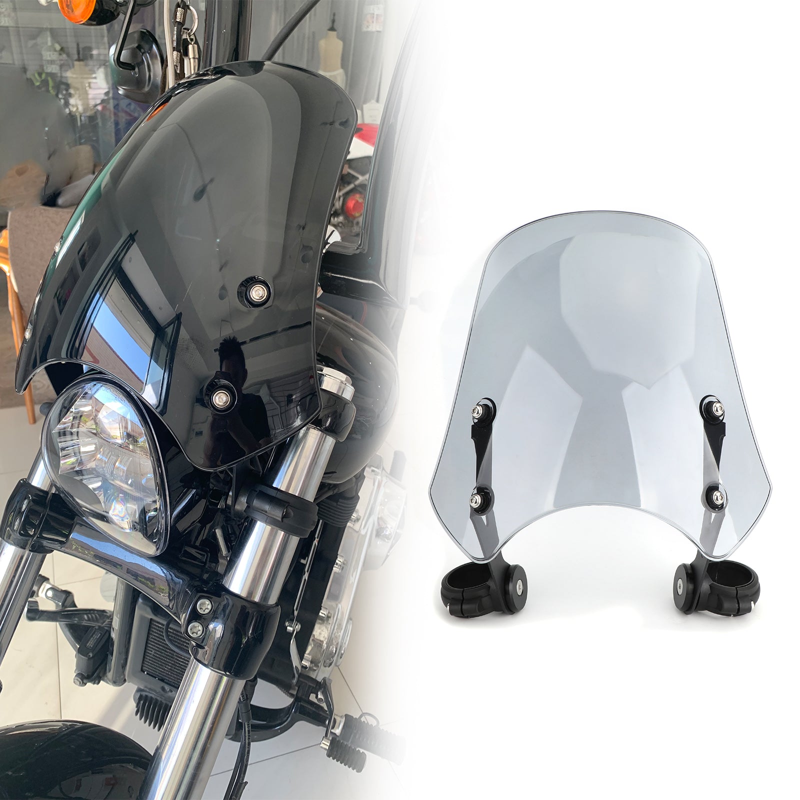 Parabrisas de motocicleta ABS para modelos Harley Dyna Softail gris genérico