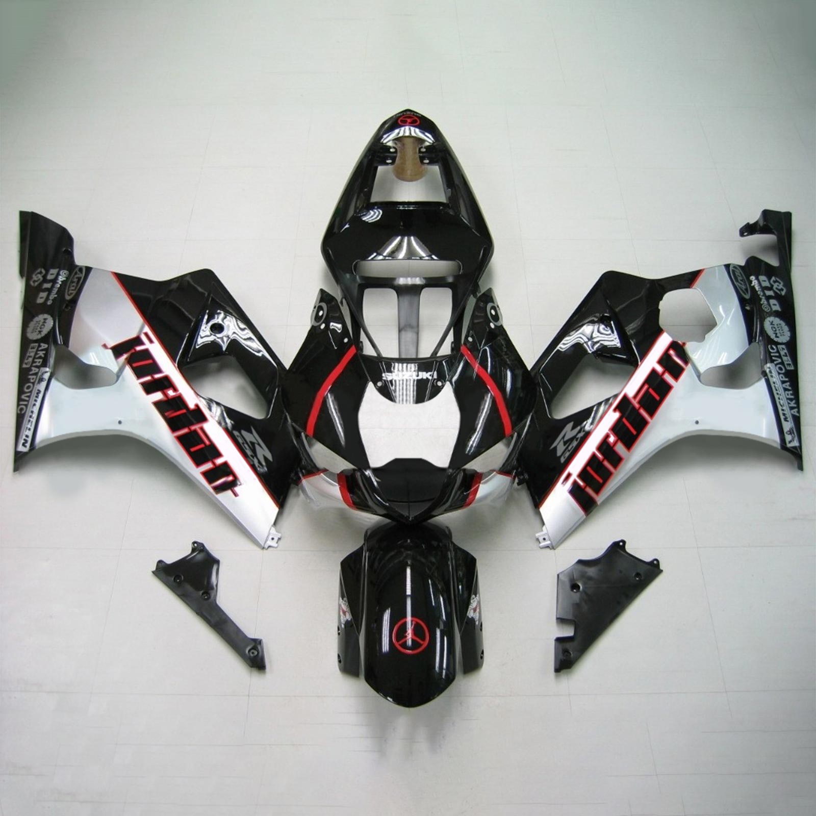 Amotopart Suzuki 2003-2004 GSXR1000 Black with Sliver Fairing Kit