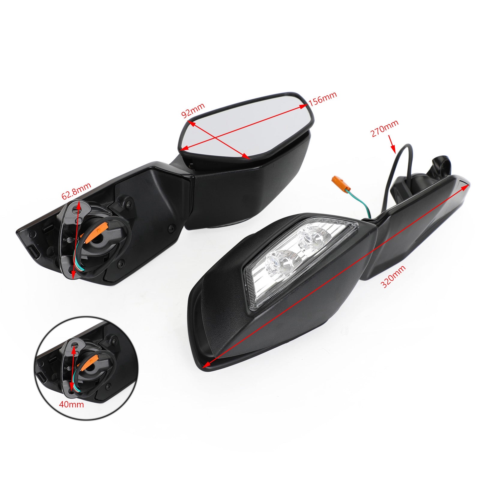 Vänster och höger sida bakspegelindikator för Kawasaki Ninja ZX10R 2016-2020 Generic