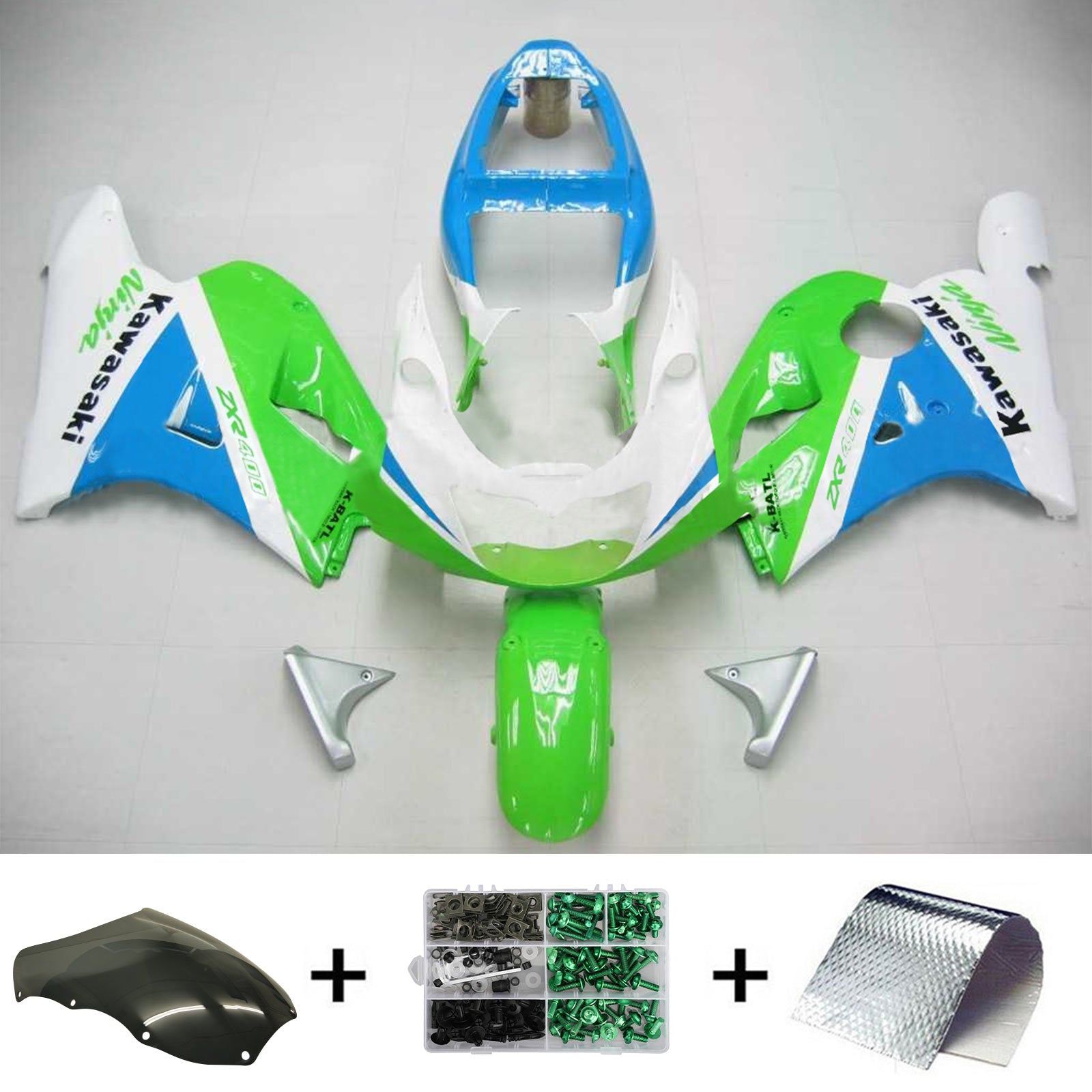 Amotopart Kawasaki ZXR400 1992-1996
Green White Fairing Kit