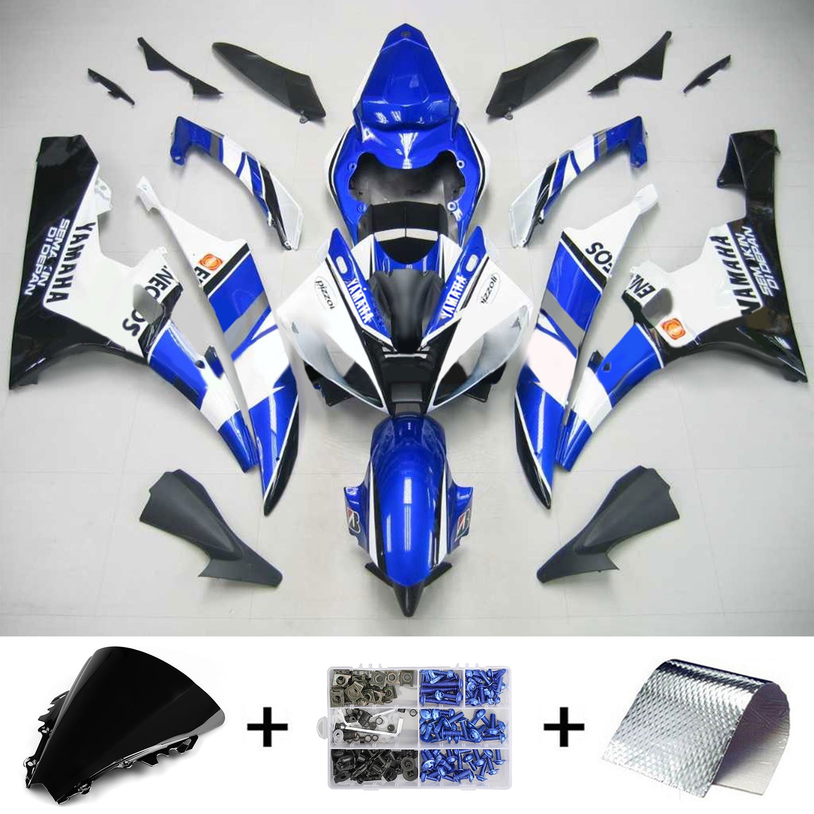 Amotopart Yamaha 2006-2007 YZF 600 R6 White Blue Fairing Kit