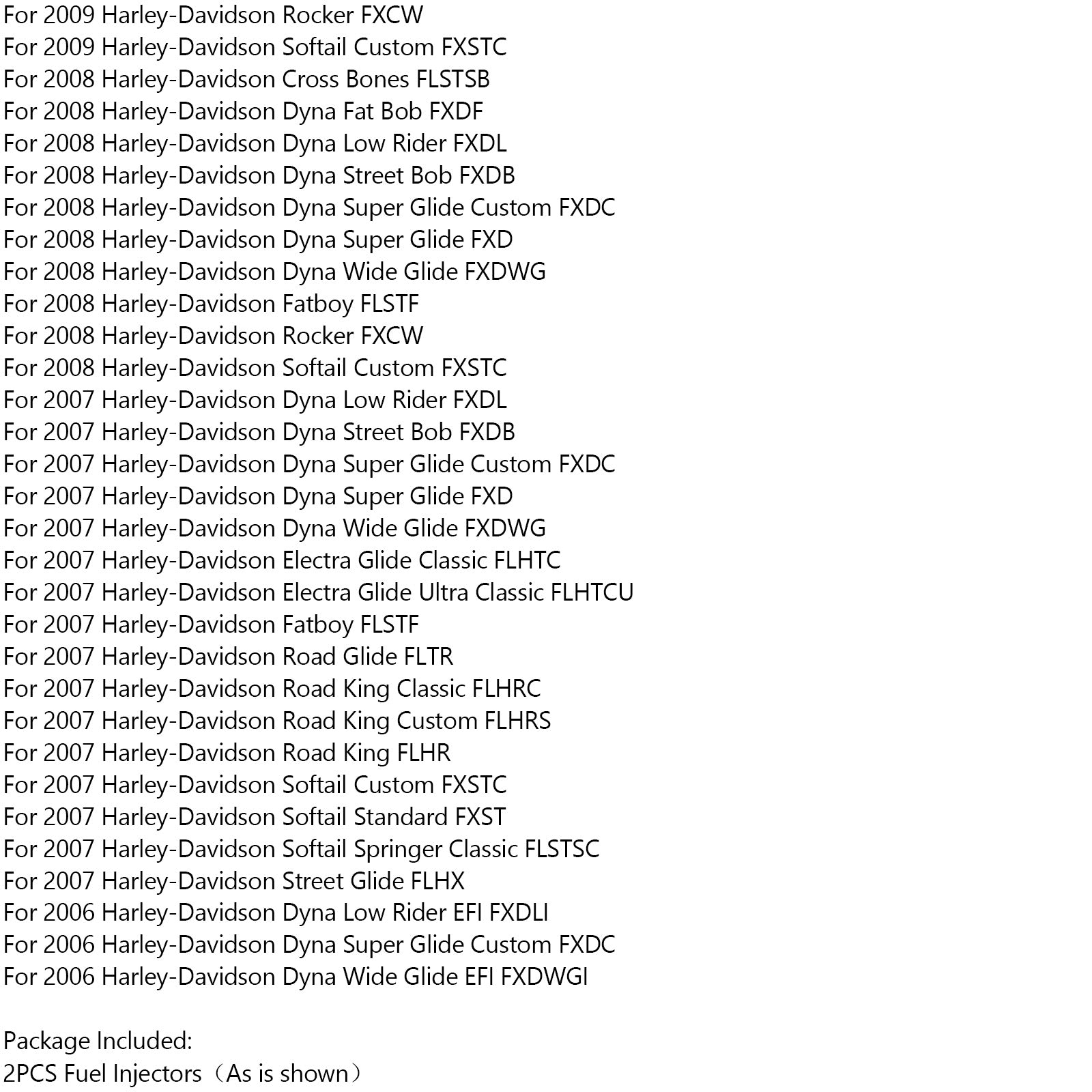 2pcs Kraftstoffeinspritzdüsen 27709-06a für Road King Street Glide R2025DEG Generic