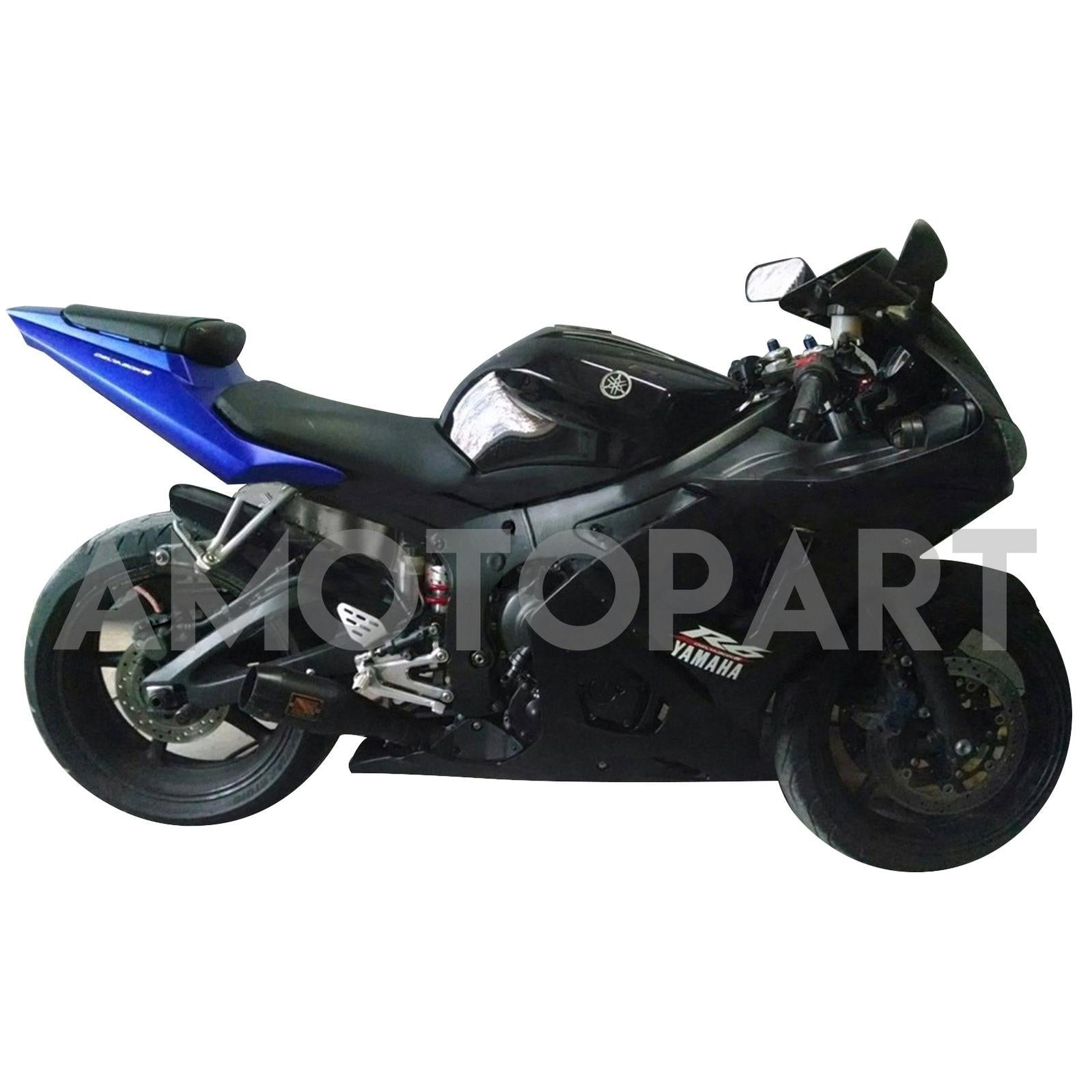 Amotopart Yamaha 2005 YZF 600 R6 Black Blue Fairing Kit