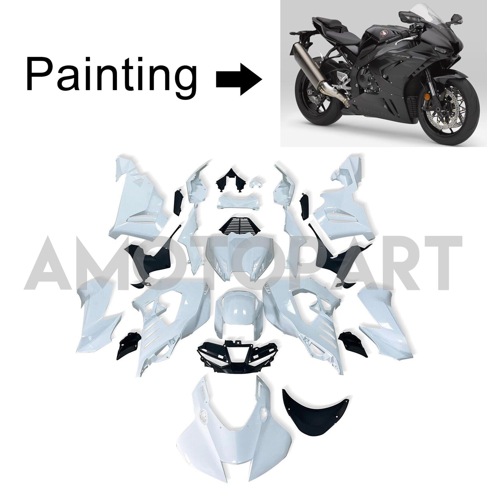 Amotopart Honda CBR1000RR-R 2020-2023 Matte Black Fairing Kit