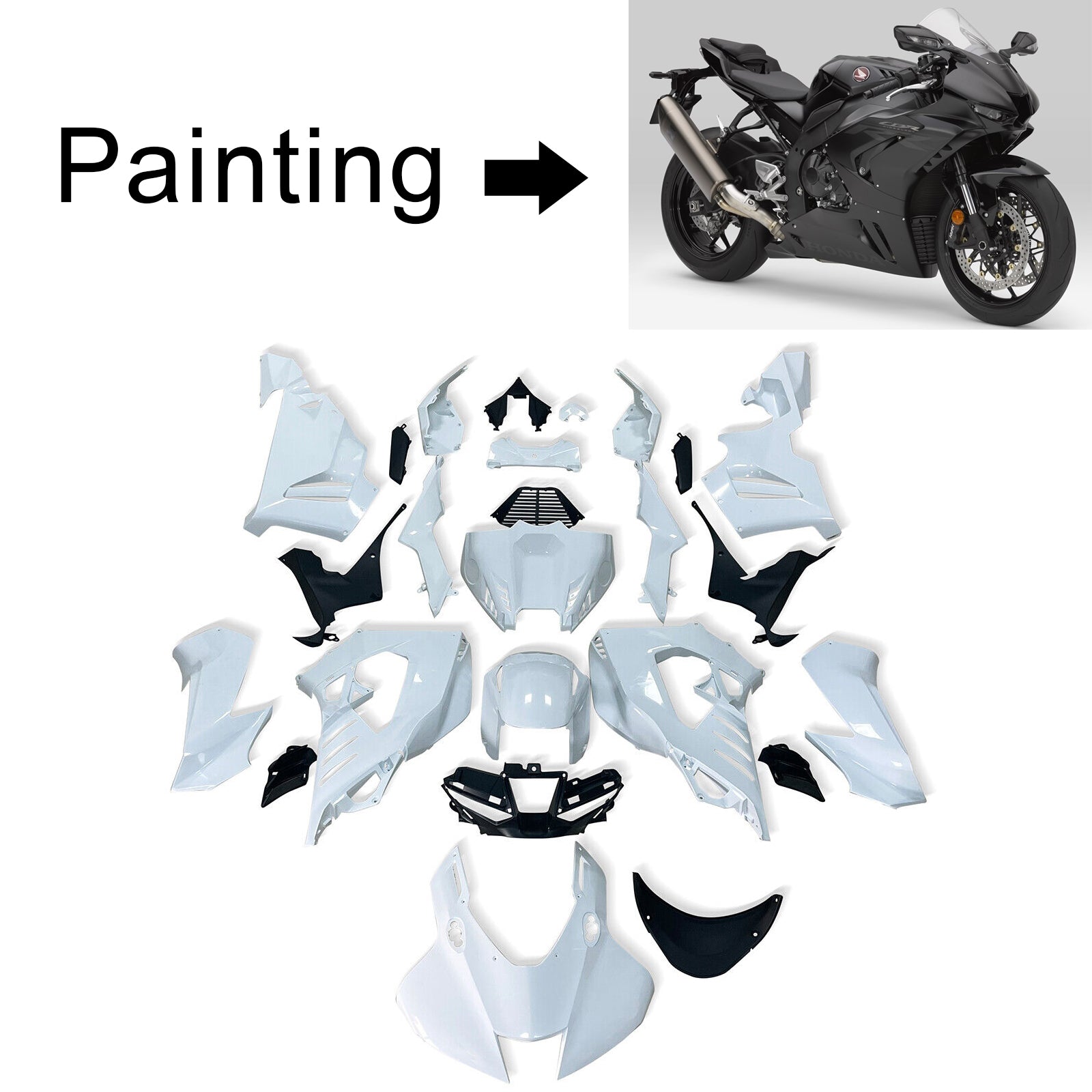 Amotopart Honda CBR1000RR-R 2020-2023 Mattes Schwarzverkleidungskit