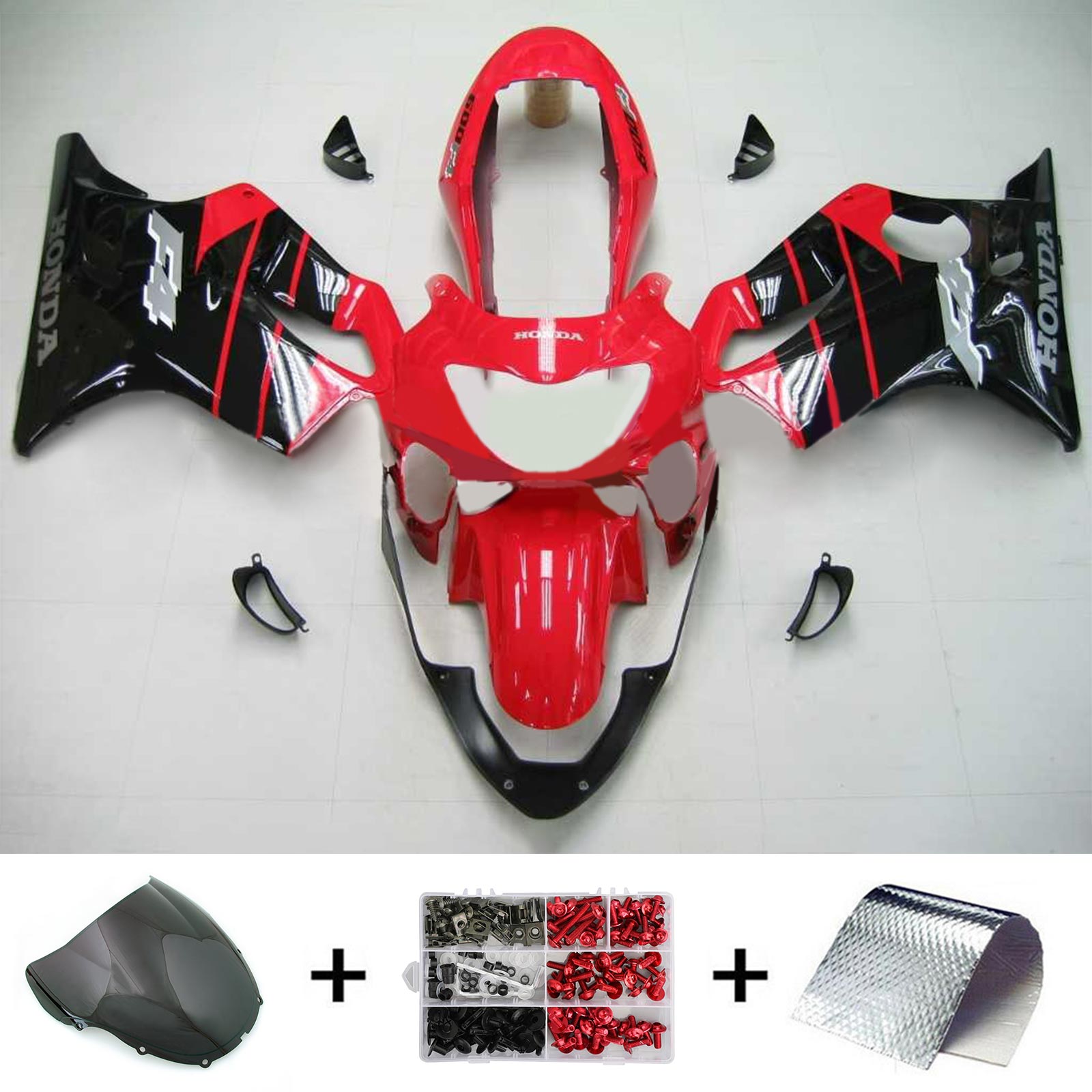 Amotopart Honda CBR600F4 1999-2000 Red&Black Style 5 Fairing Kit