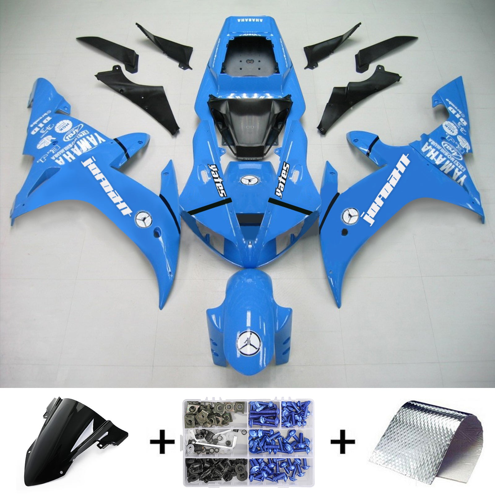 Kit de carenagem Amotopart Yamaha 2002-2003 YZF 1000 R1 azul