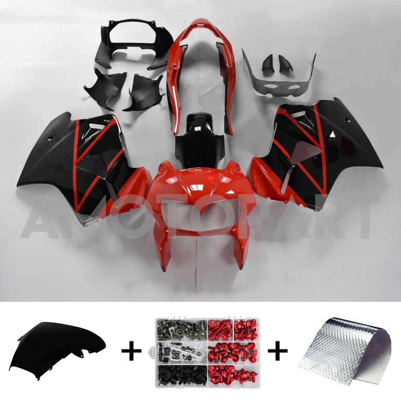 Amotopart Verkleidung für Honda VFR800 (1998–2001), schwarz&Rotes Trikot