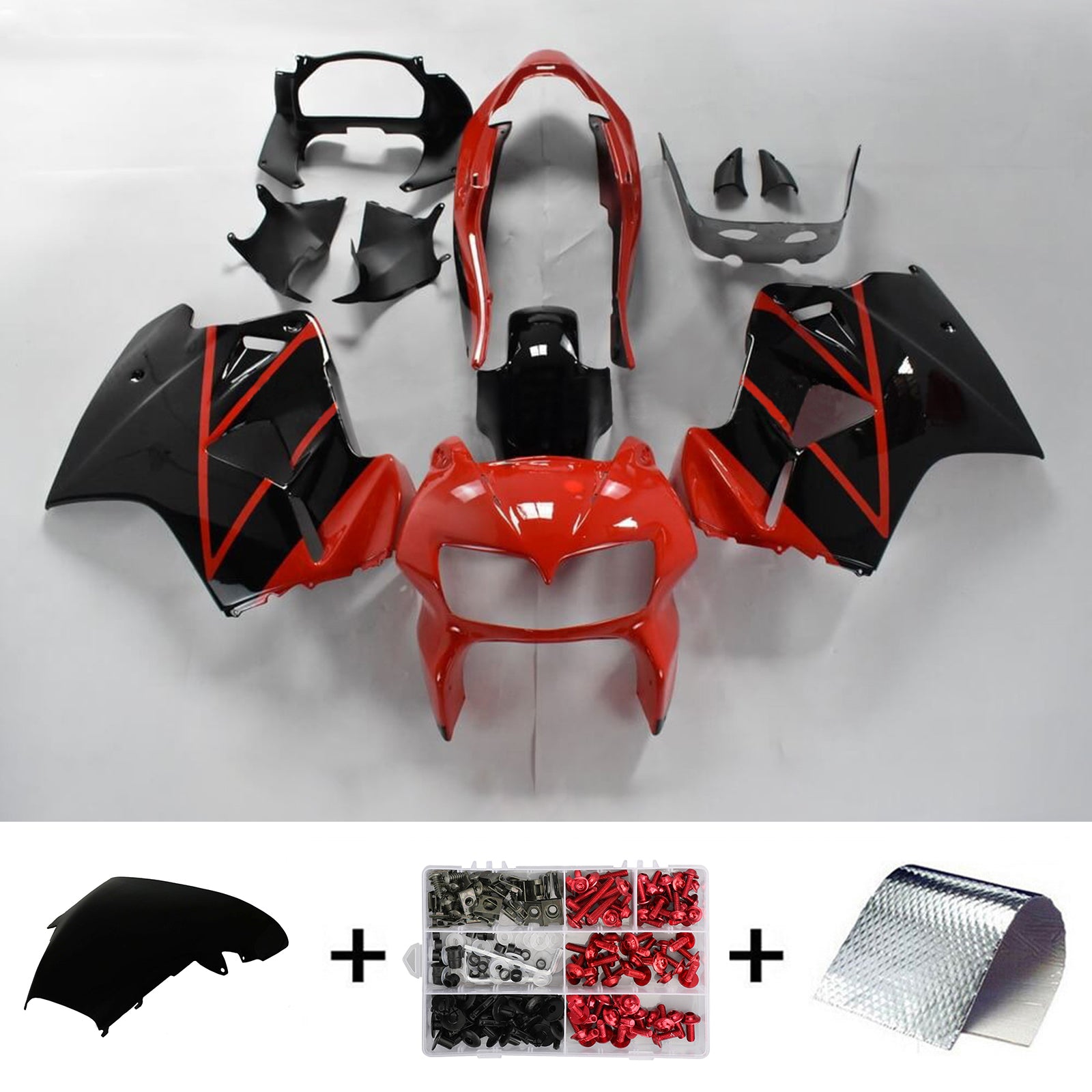 Amotopart 1998-2001 Honda VFR800 Fairing Black&Red Kit