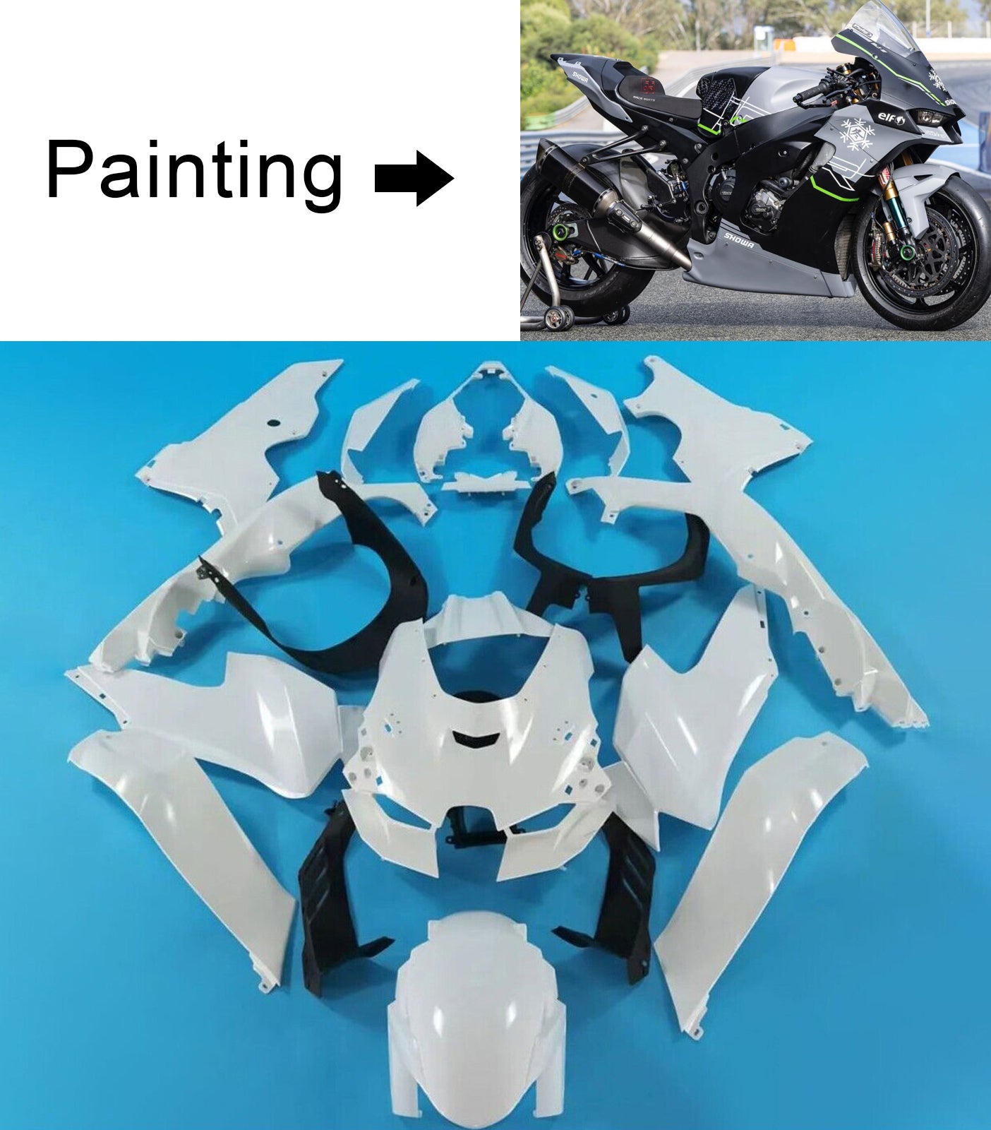 Amotopart 2021-2025 Kawasaki ZX10R ZX10RR Black Style1 Fairing Kit