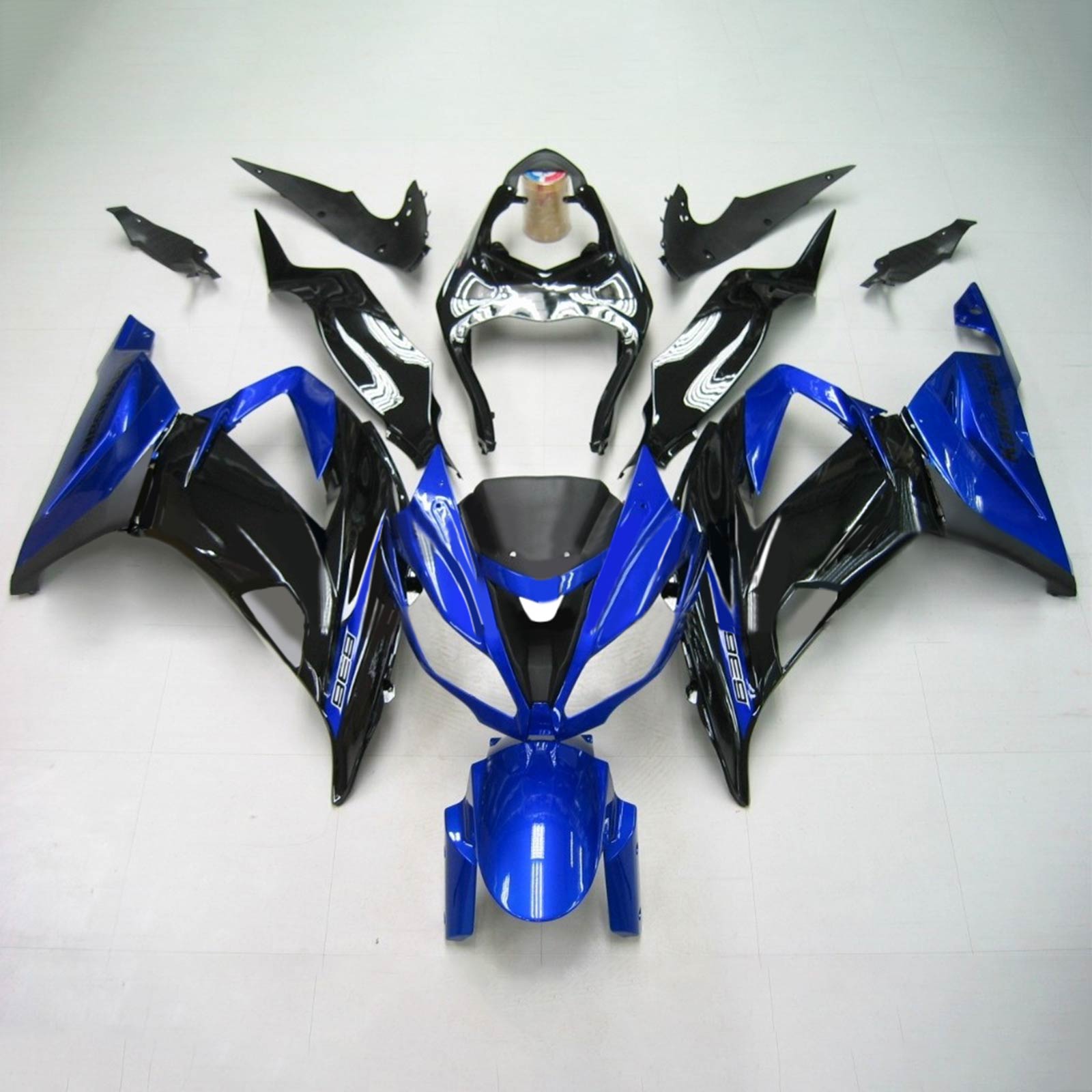 Amotopart Kawasaki 2013–2018 ZX6R 636 Schwarz Blau Verkleidungsset