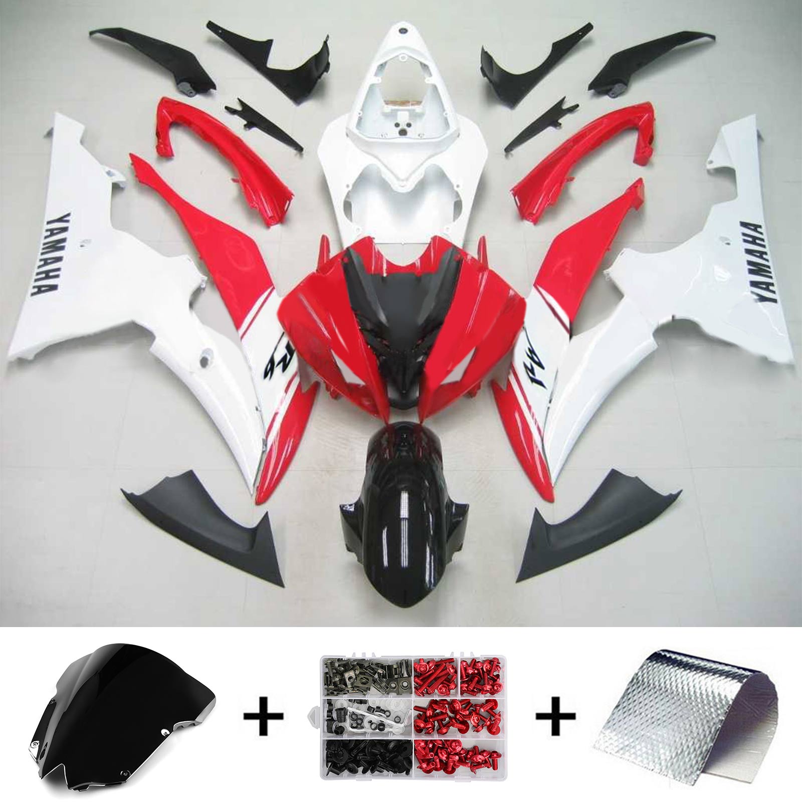 Amotopart Yamaha 2008-2016 YZF 600 R6 Red White Fairing Kit