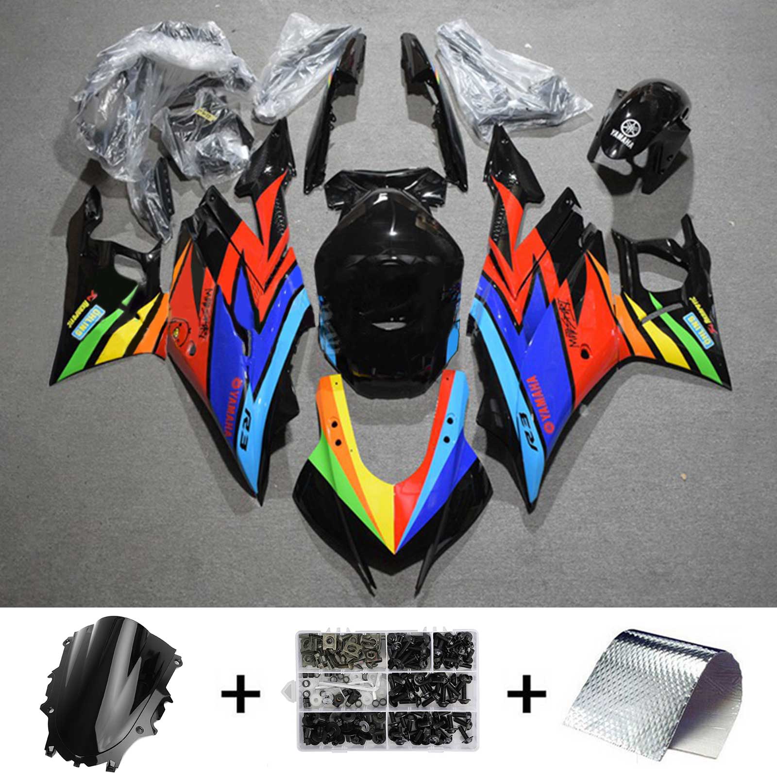 AMOTOPART YAMAHA 2019-2021 YZF R3/YZF R25 Farverigt fairing kit