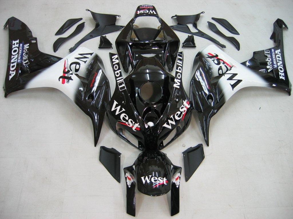 Fairings Amotopart Honda CBR1000RR 2006-2007 FaRring West Racing Black Fairring Kit
