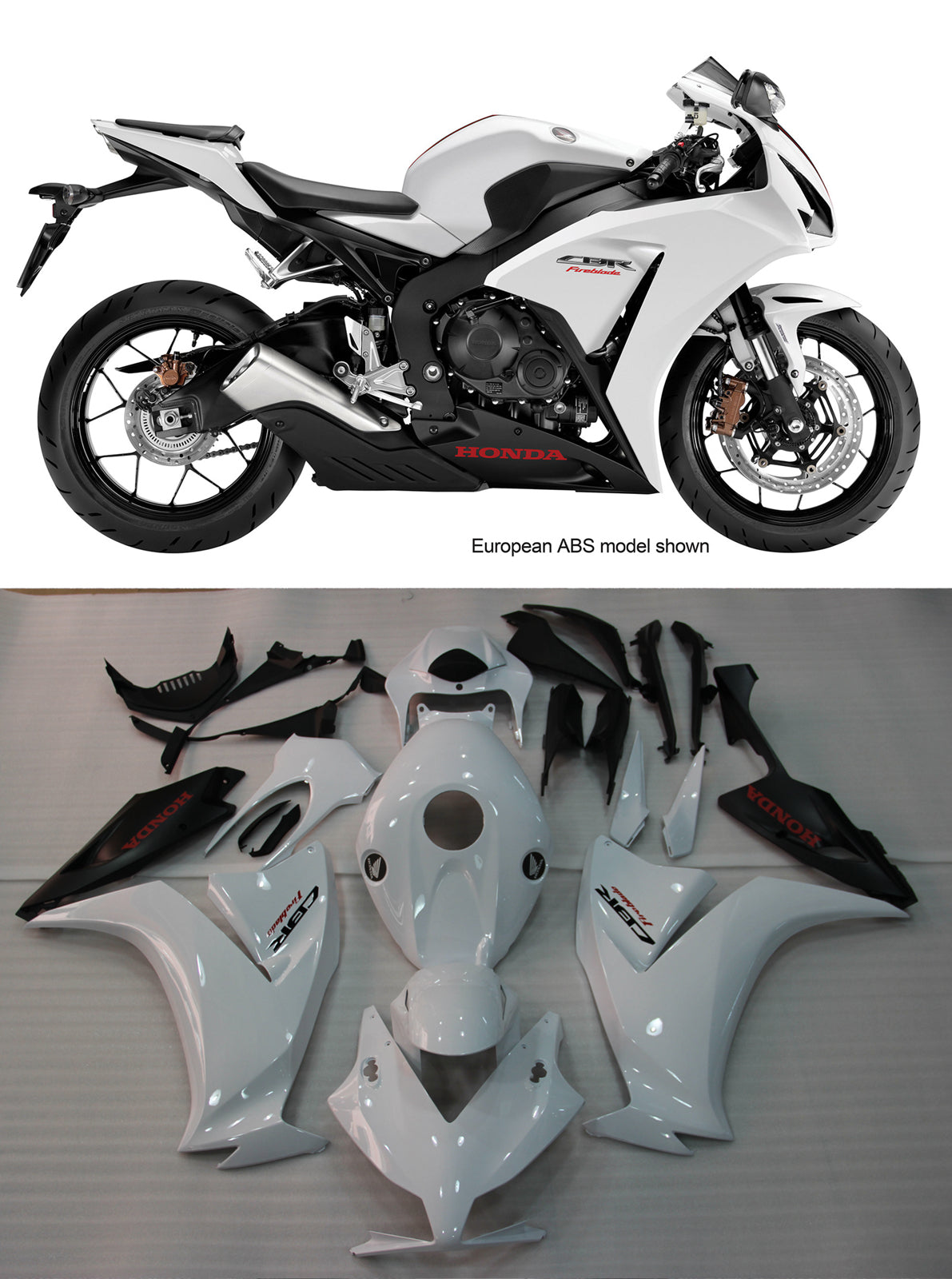 Amotopart 2012-2016 CBR1000RR Honda Fairing White Kit