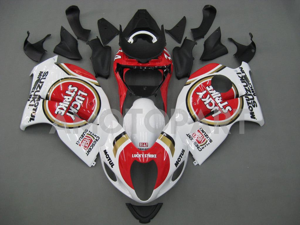 Amotopart Suzuki Hayabusa GSX1300R 1999-2007 Fairing White&Red Kit
