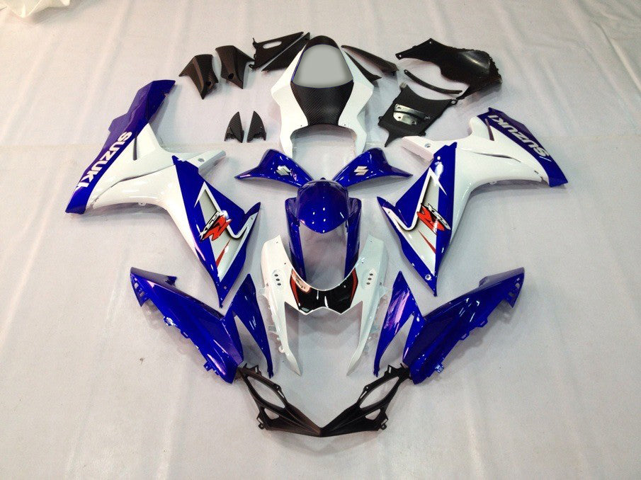 Amotopart 2011-2025 Suzuki GSXR 600 750 Fairing White&Niebieski zestaw
