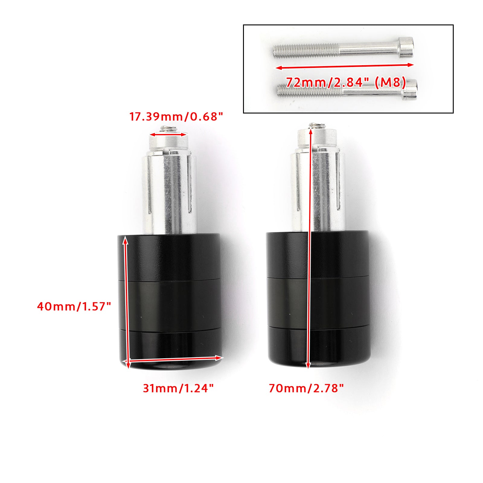 Barra de mão universal de alumínio Ends CNC Hand Bar Pesos finais pretos