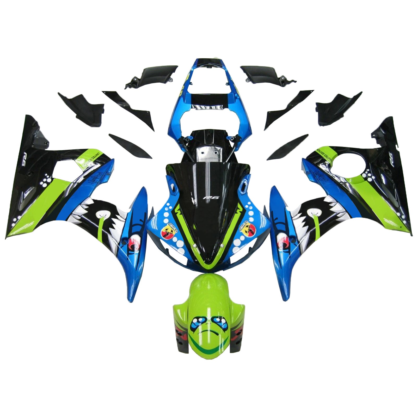 Amotopart Yamaha 2003-2004 YZF 600 R6 & 2006-2009 YZF R6S Kit de carenado multicolor
