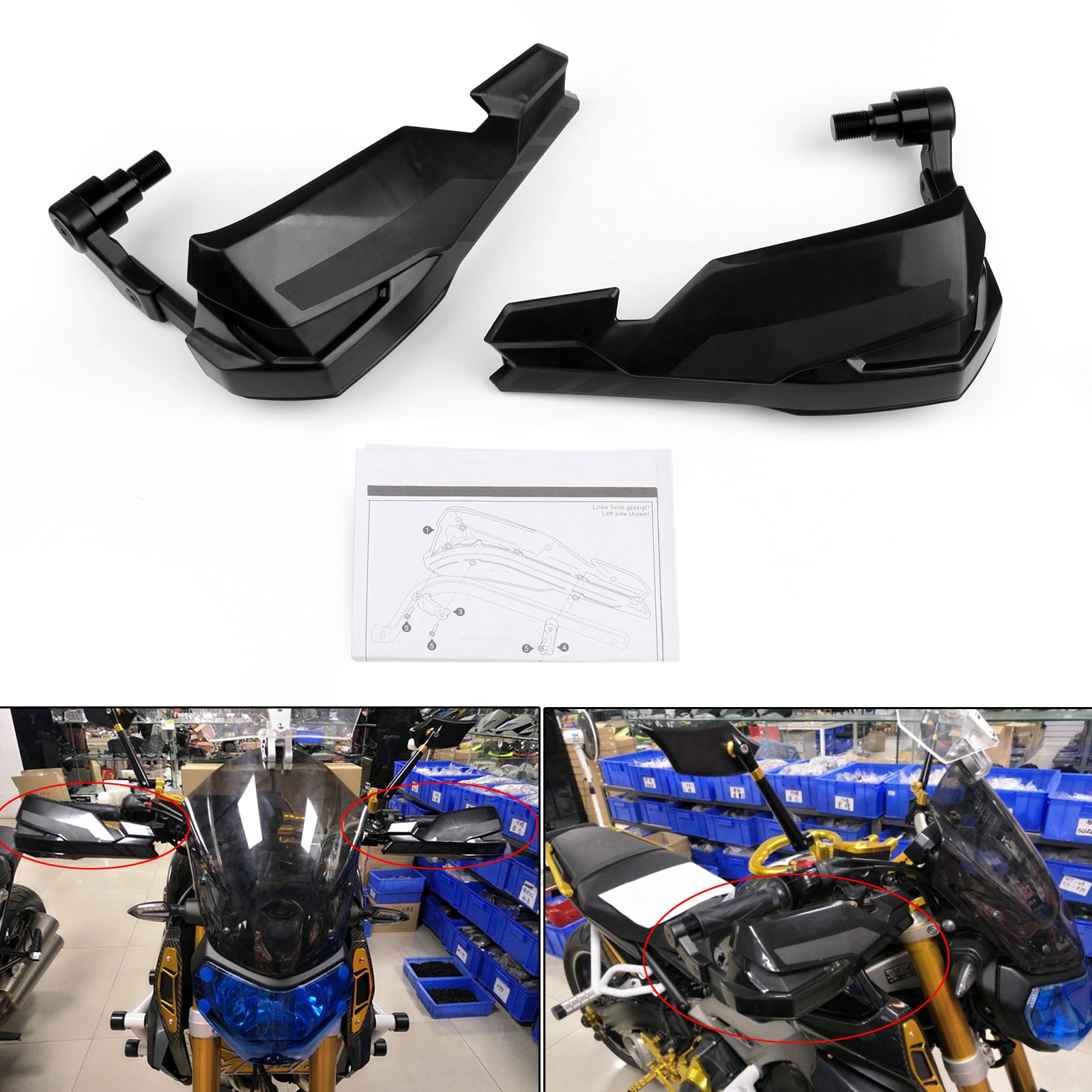 Håndbeskyttelsesbeskyttelsessett med spoilere for Yamaha MT-07/MT-09 Kawasaki Z800 Z900