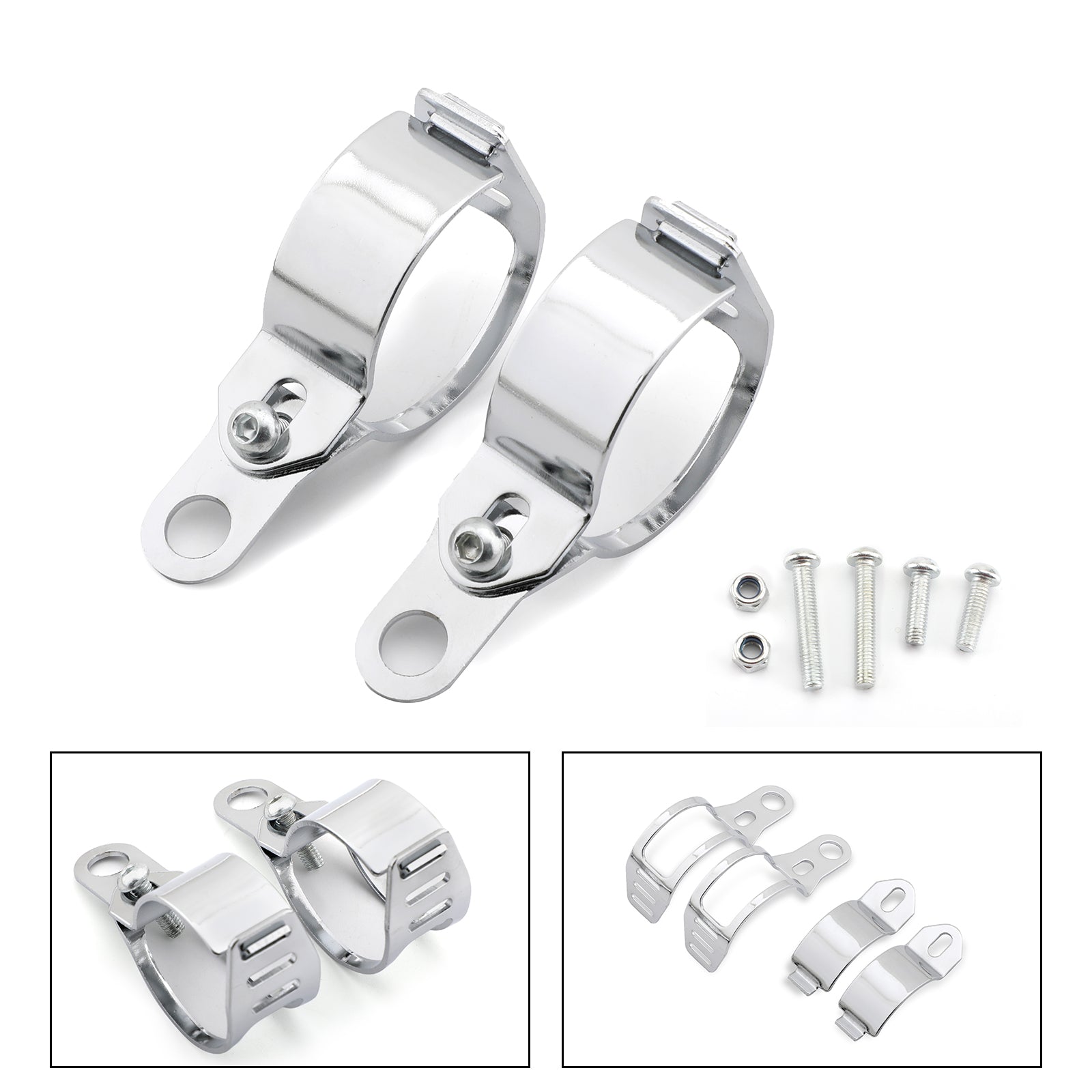 41-51 mm Universal Turn Signal Light Mount Bracket Holders Chrome