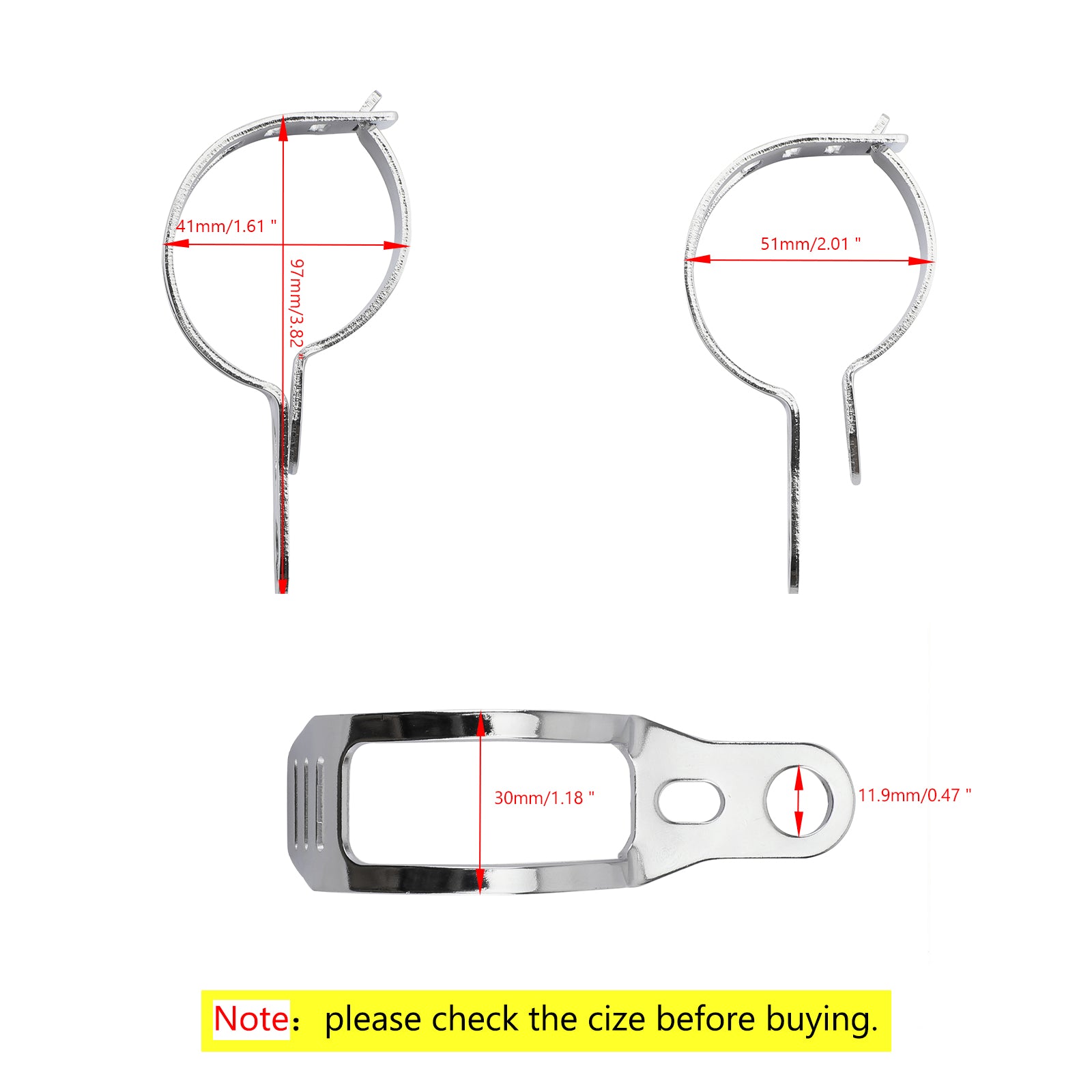 41-51 mm Universal Turn Signal Light Mount Bracket Holders Chrome