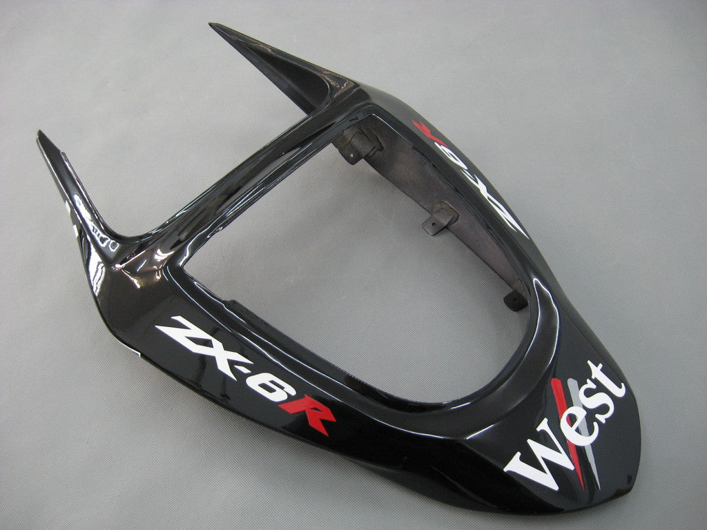 Amotopart 2003–2004 Kawasaki ZX6R Verkleidung, Schwarz&Weißes Kit