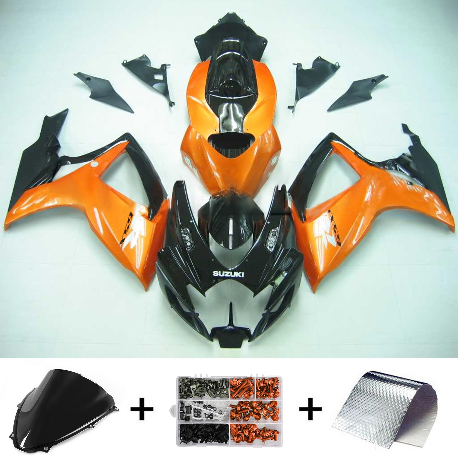 Amotopart 2006-2007 Suzuki GSXR 600/750 Glänzend Schwarz&Orangefarbenes Verkleidungsset