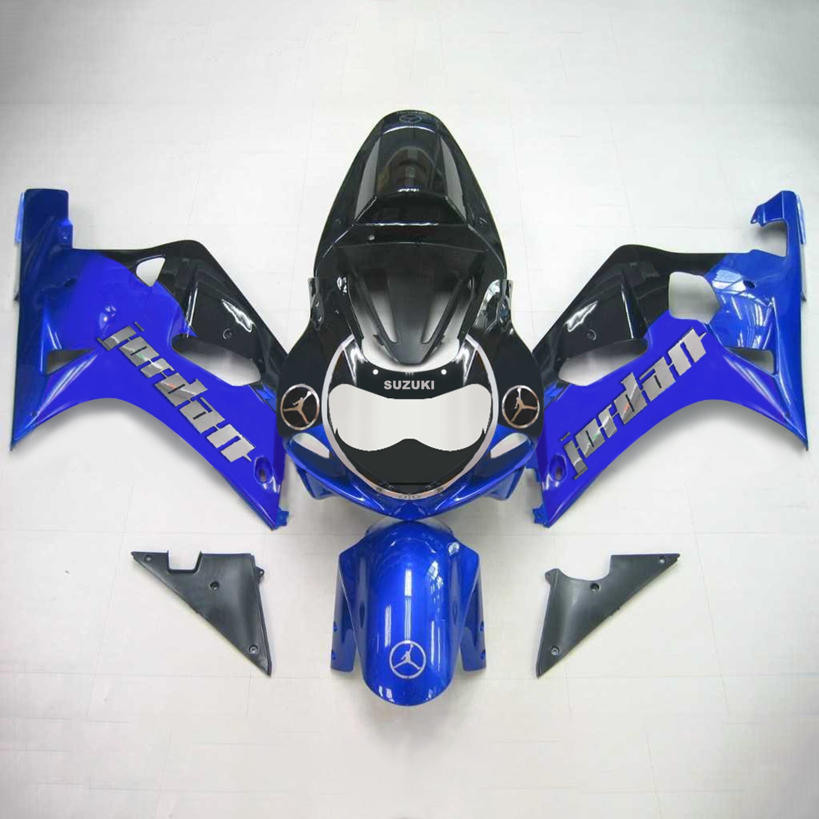 Amotopart Suzuki 01-03 GSXR600 & 00-03 GSXR750 Fairing Black Blue Kit