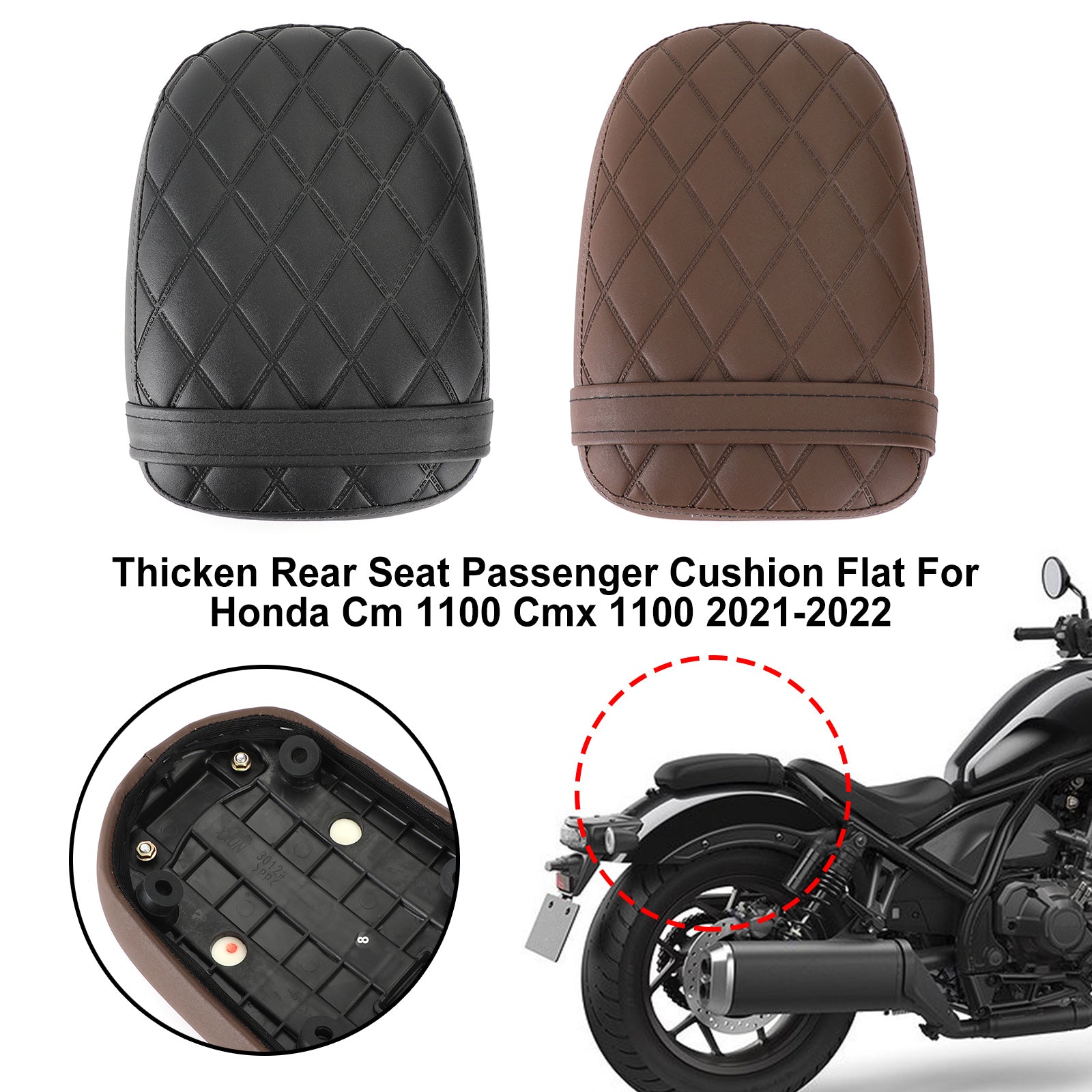 21-24 Honda CM 1100 CMX 1100 Bakre passagerarsäte Piller Saddle Flat Brown
