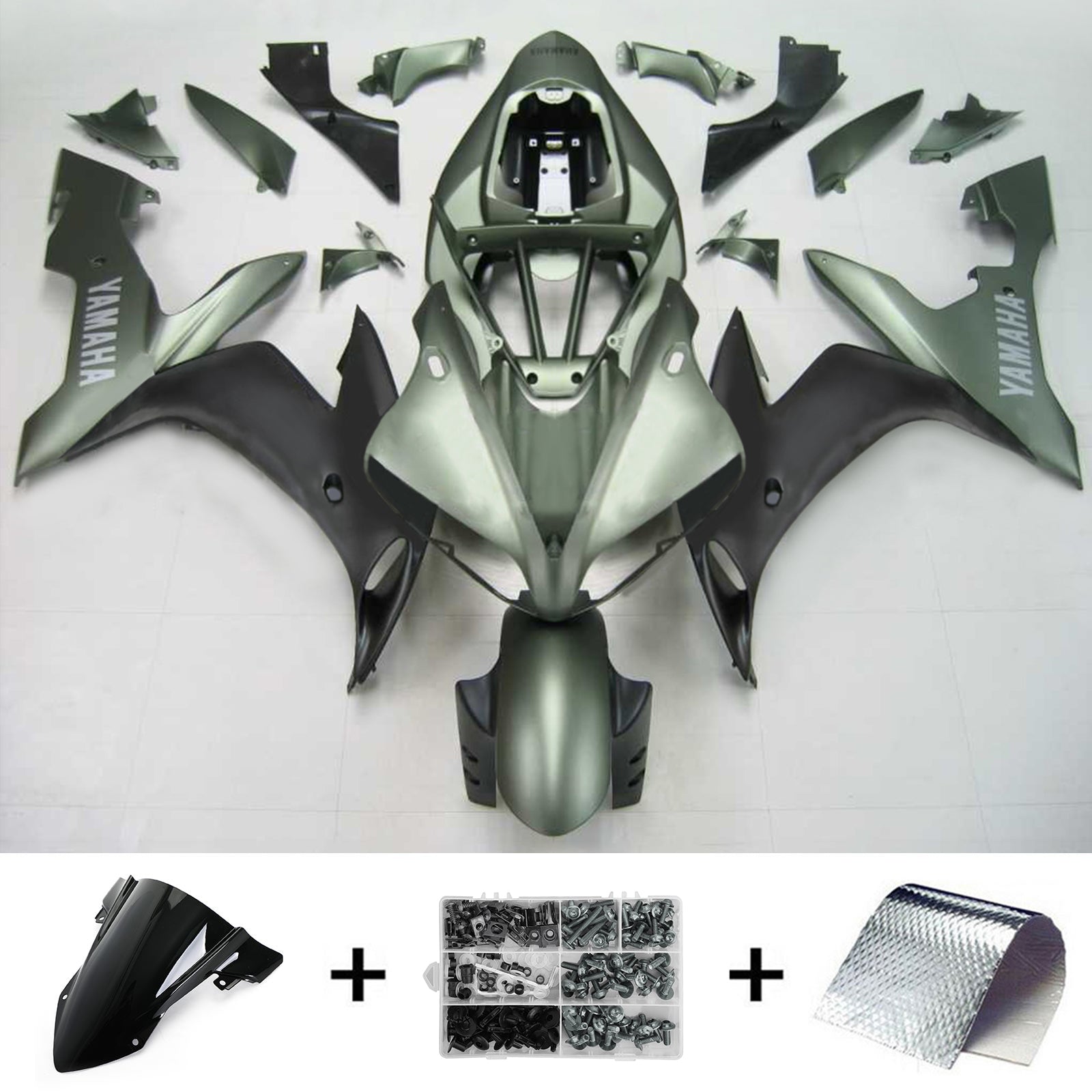 Amotopart Verkleidungsset für Yamaha YZF 1000 R1 2004–2006, Cyan-Schwarz