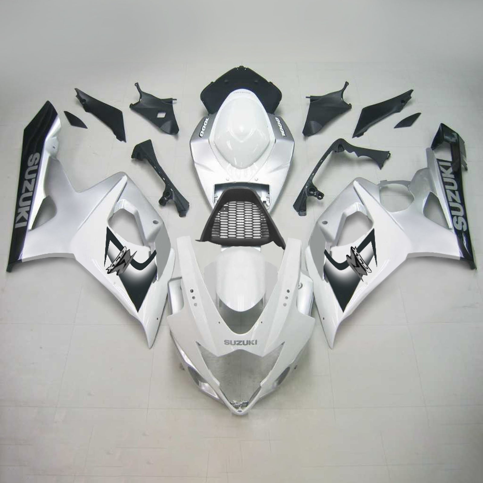 Amotopart 2005-2006 Suzuki GSXR1000 Fairing Sliver&White Kit