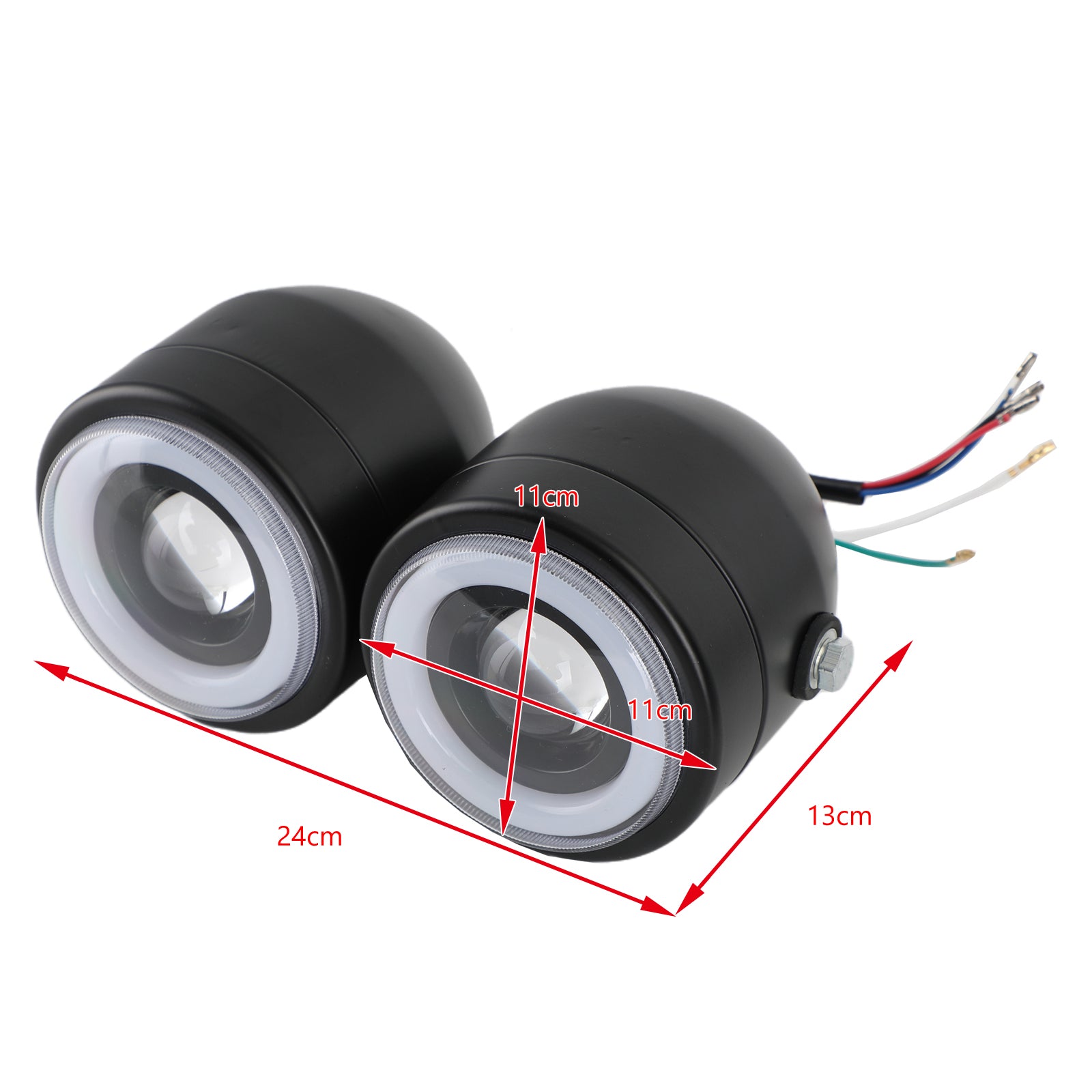 Black Twin Headlight Motocykl Double Dual Lamp Street Fighter Univerzální Motocykl Twin Headlight Double DRL Light pro Harley Chopper Bobber Cafe Racer 4.33" Twin Dual LED světlomet Univerzální Chopper Bobber Cafe Racer Motocykl Generic