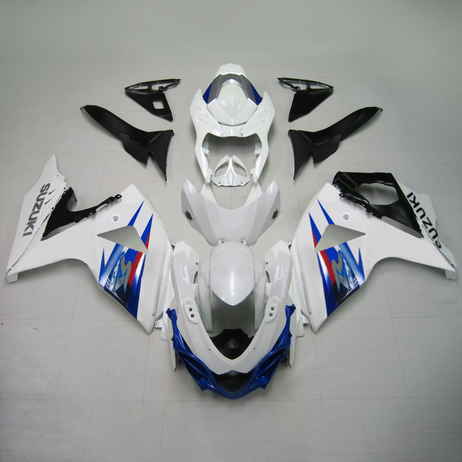 Amotopart 2009-2016 Suzuki GSXR1000 Fairing White&Blue Kit