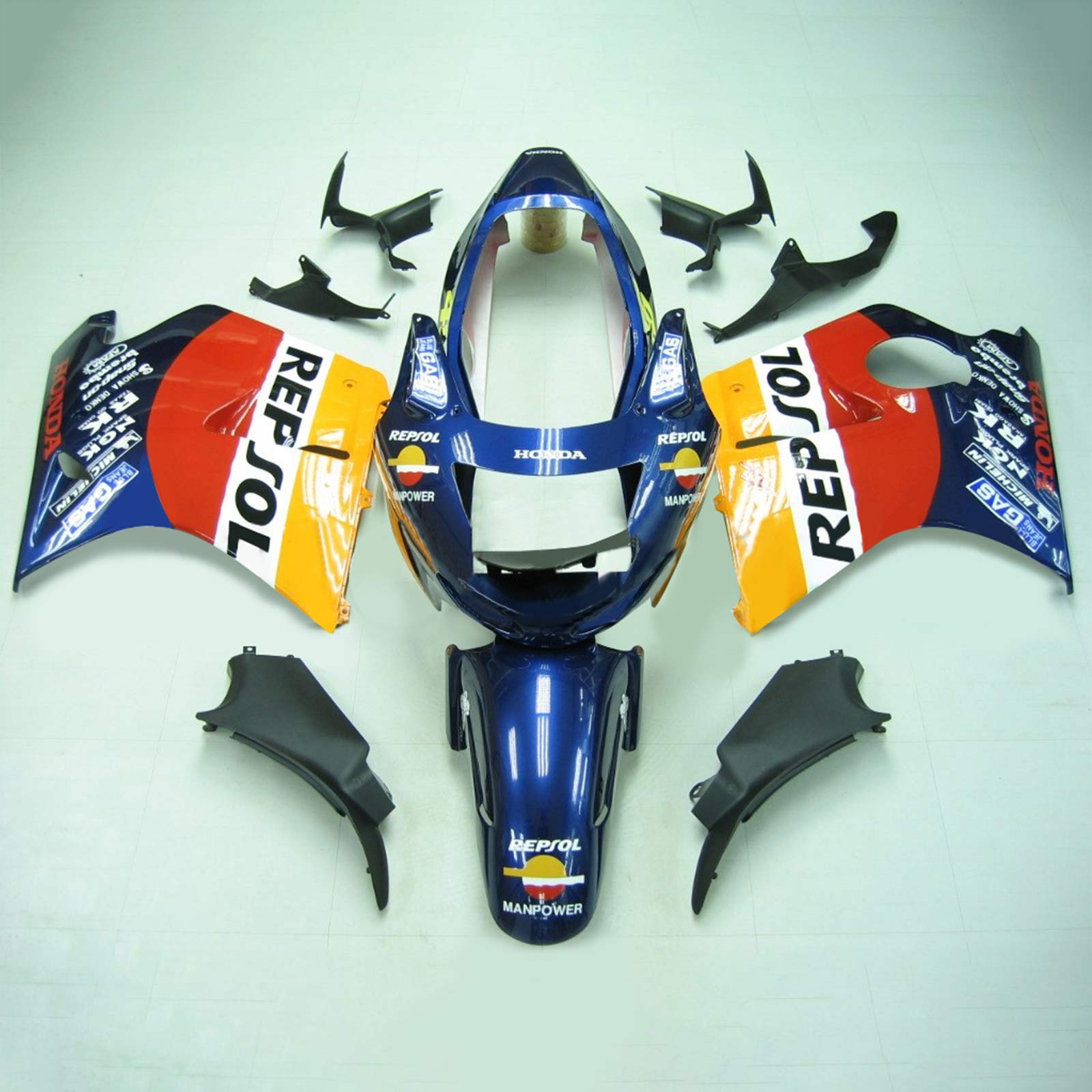Amotopart 1996-2007 Honda CBR1100XX SuperBlackBird Fairing Blue&Yellow Repjol Kit