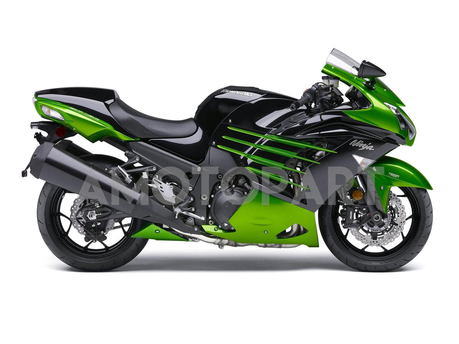 Amotopart Kawasaki 2012-2025 ZX14R Black Mix Green Fairing Kit