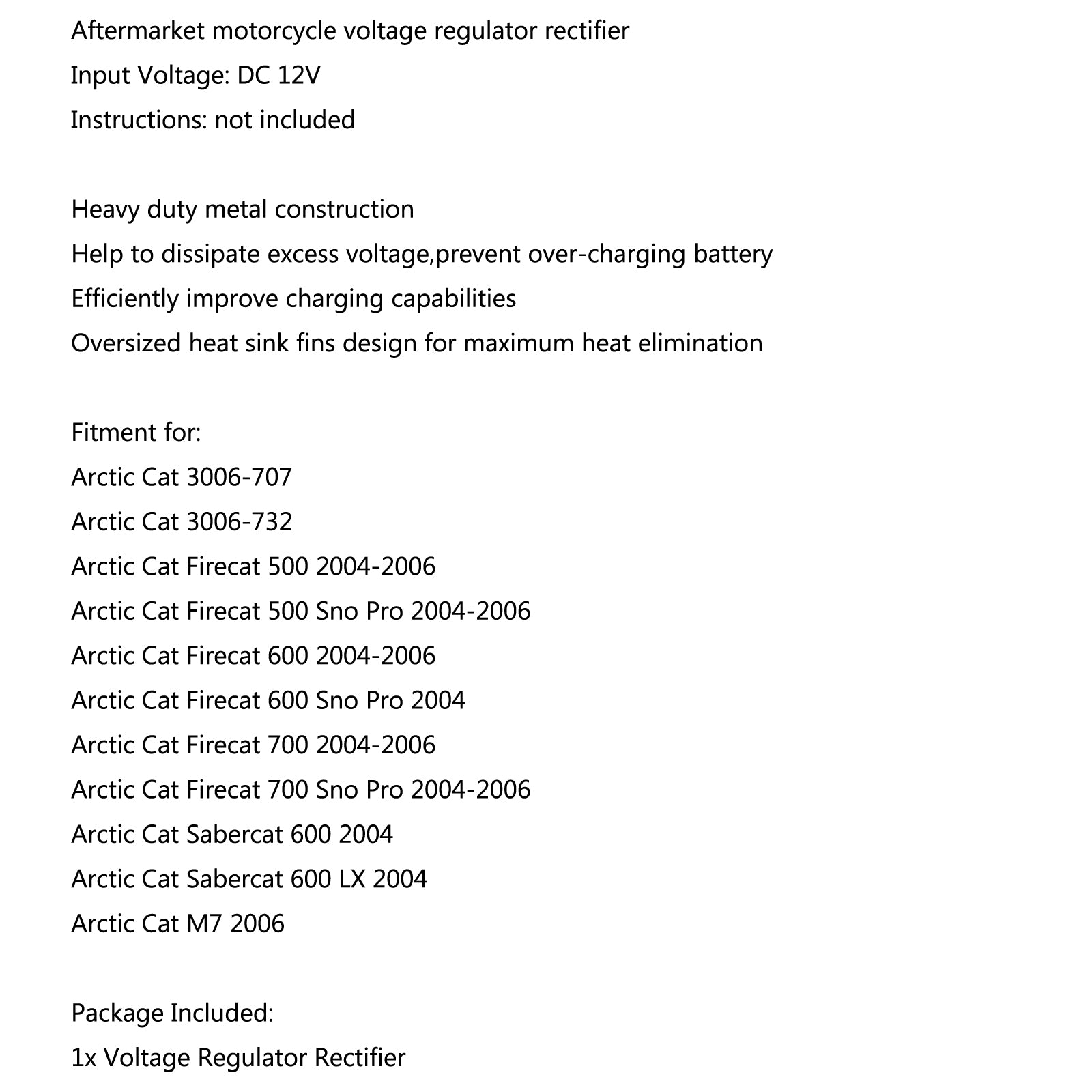 Spanningsregelaar gelijkrichter voor Arctic Cat Firecat 700 2004-2006 Cat M7 2006