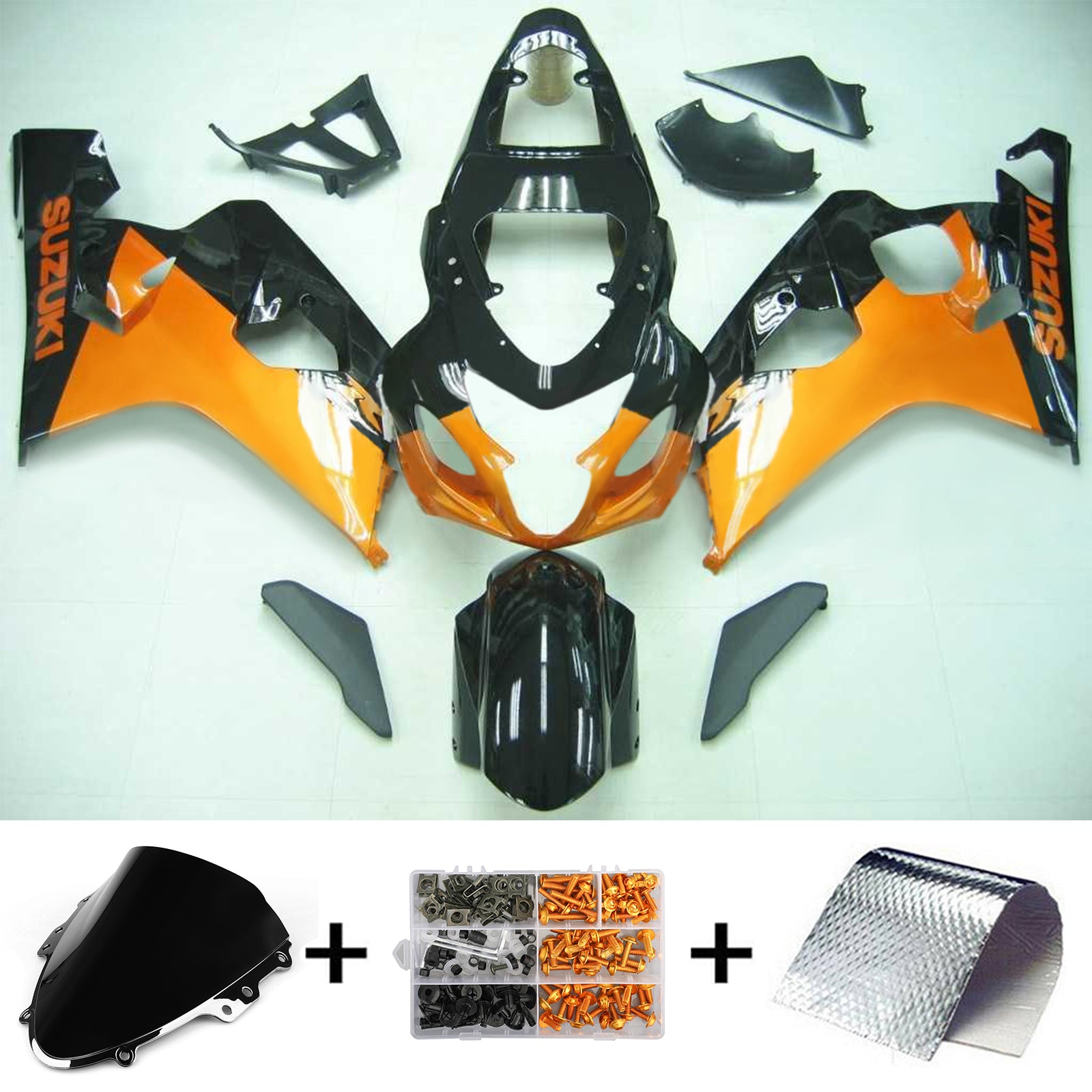 Amotopart Suzuki 2004-2005 GSXR 600/750 Orange Black Fairing Kit