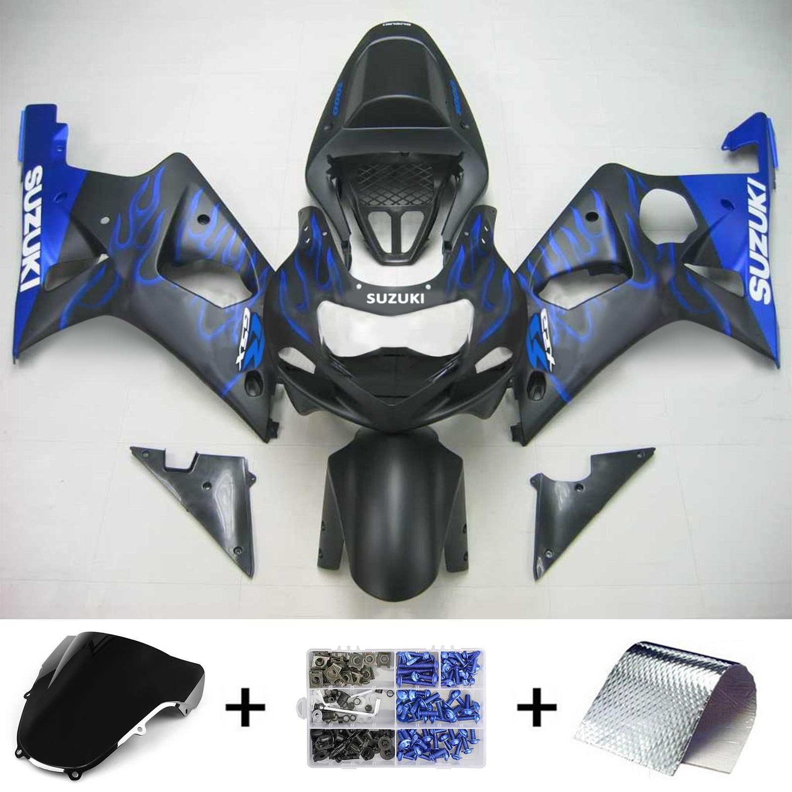 Amotopart Suzuki 2000-2002 GSXR1000 Black Blue Fairing Kit