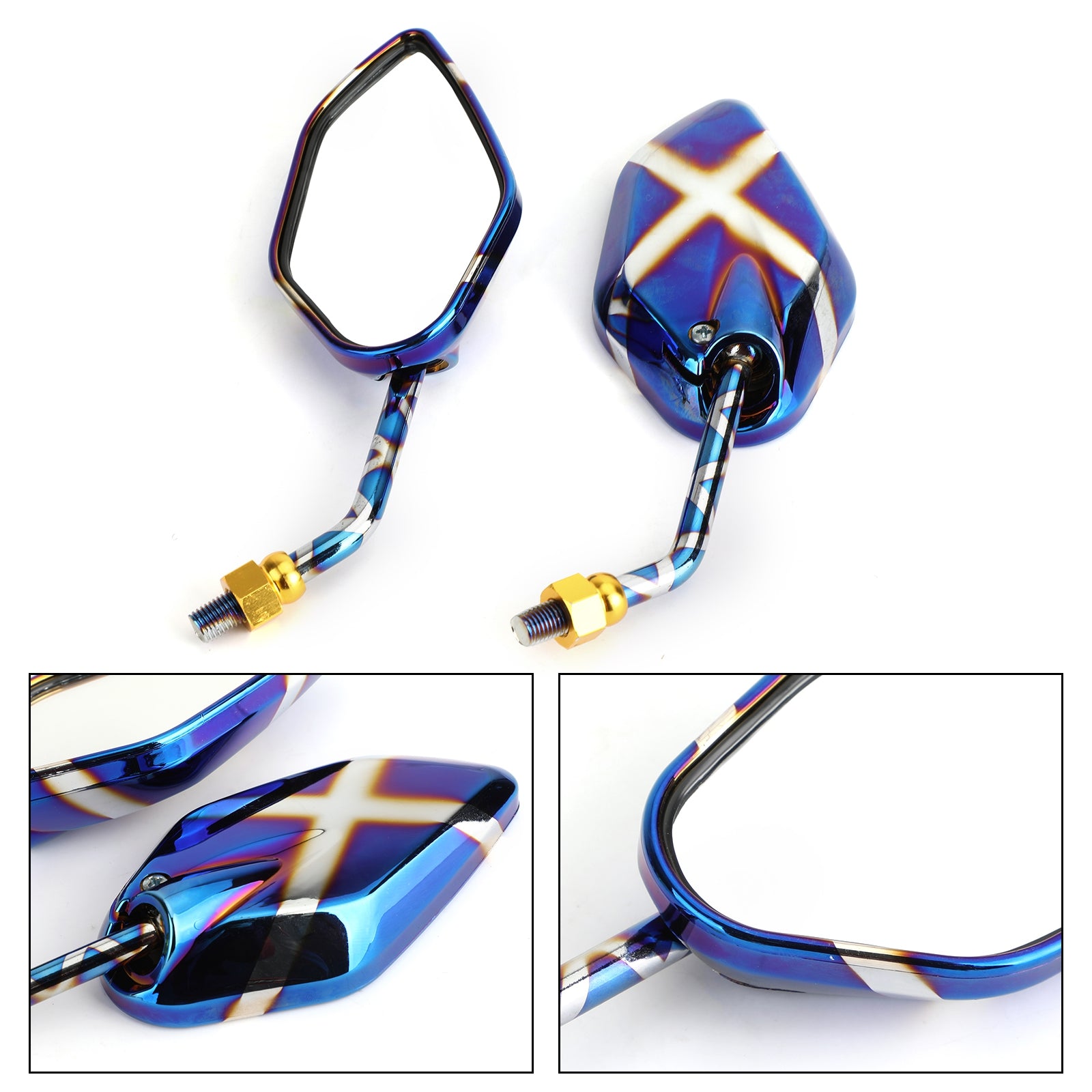 Verbrande titaniumzijde achteruitkijkspiegels 10 mm M10 voor cafe racer op maat gemaakte motorfiets generiek