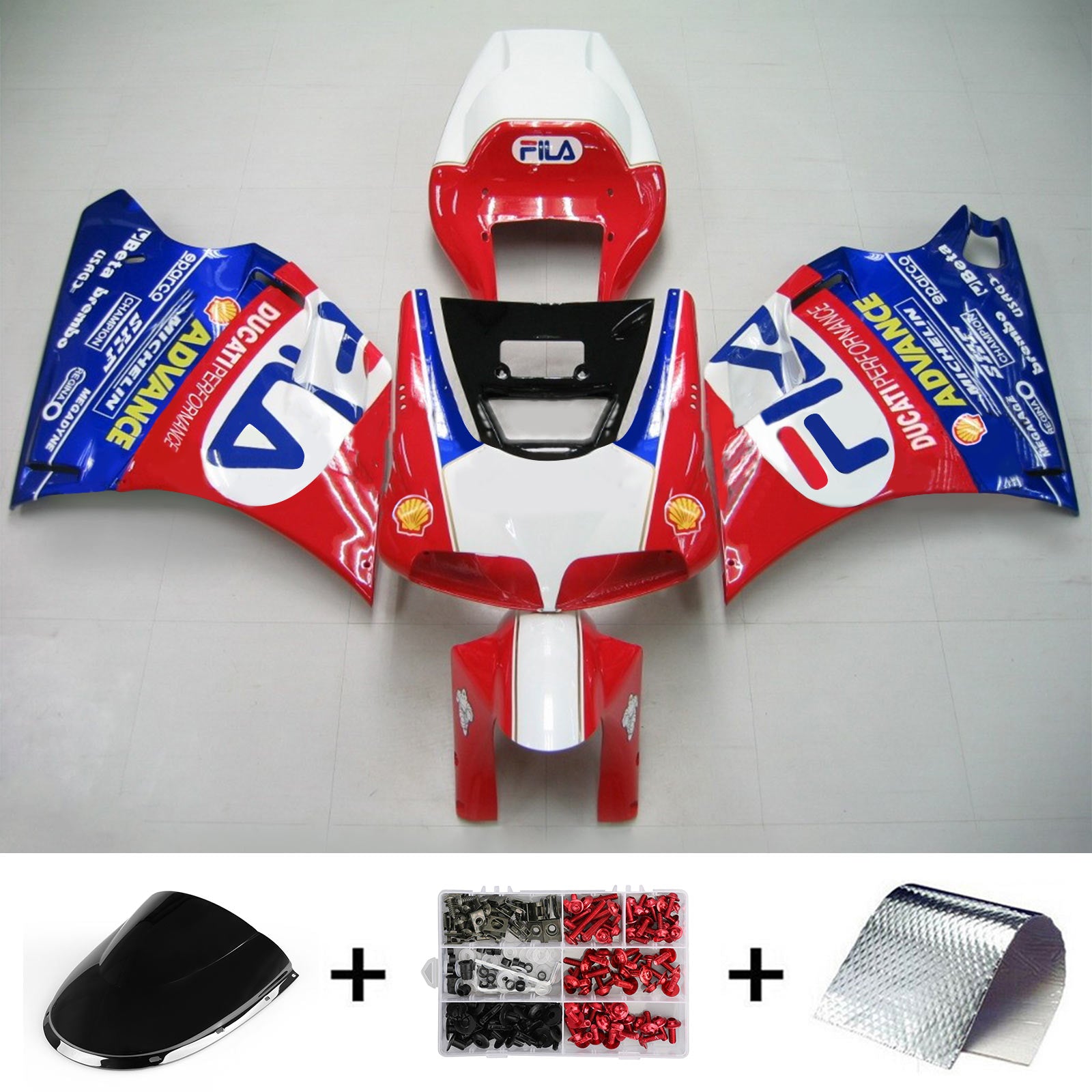 Amotopart Ducati 1996-2002 748/916/996/998 Red Blue Fairing Kit
