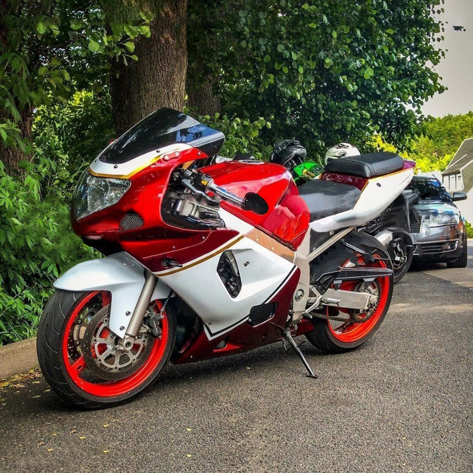 Amotopart Suzuki 01-03 GSXR600 & 00-03 GSXR750 White Red Fairing Kit