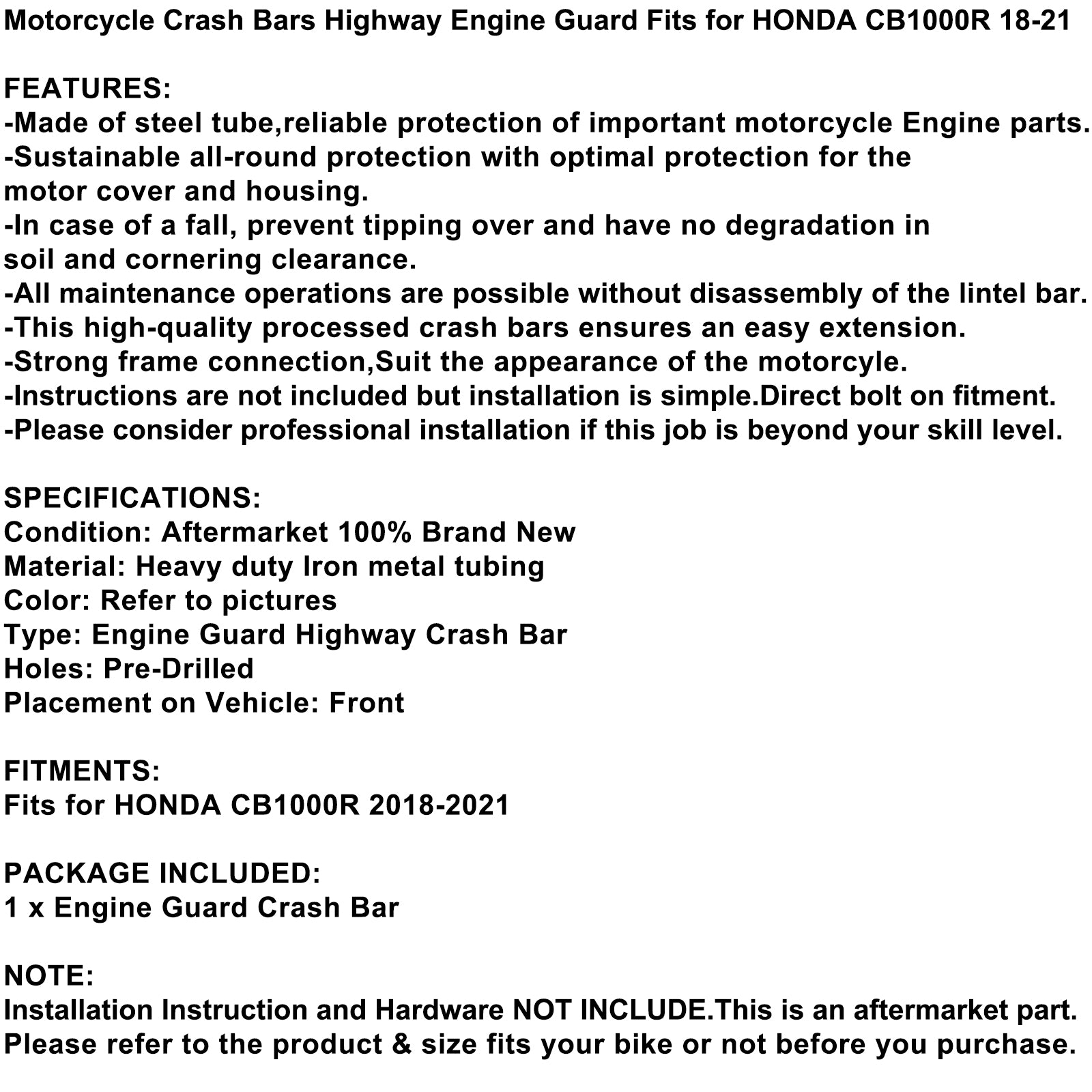 Engine Guard Frame Anti-Crash Bumper Protector For Honda CB1000R 2018-2021 Generic